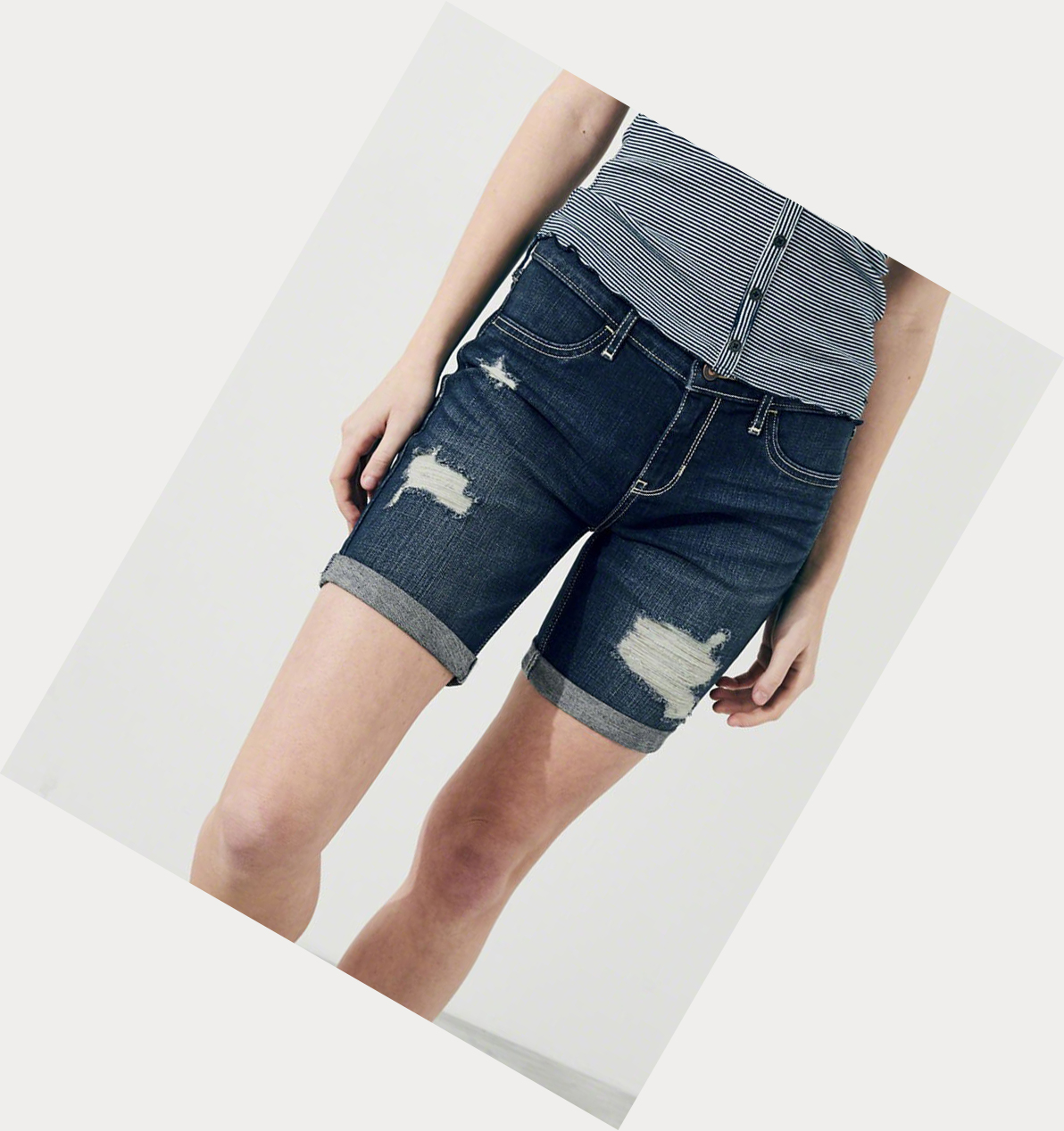 Dark Wash Hollister Stretch Low-Rise Denim Women's Shorts | ZA-KYTI157