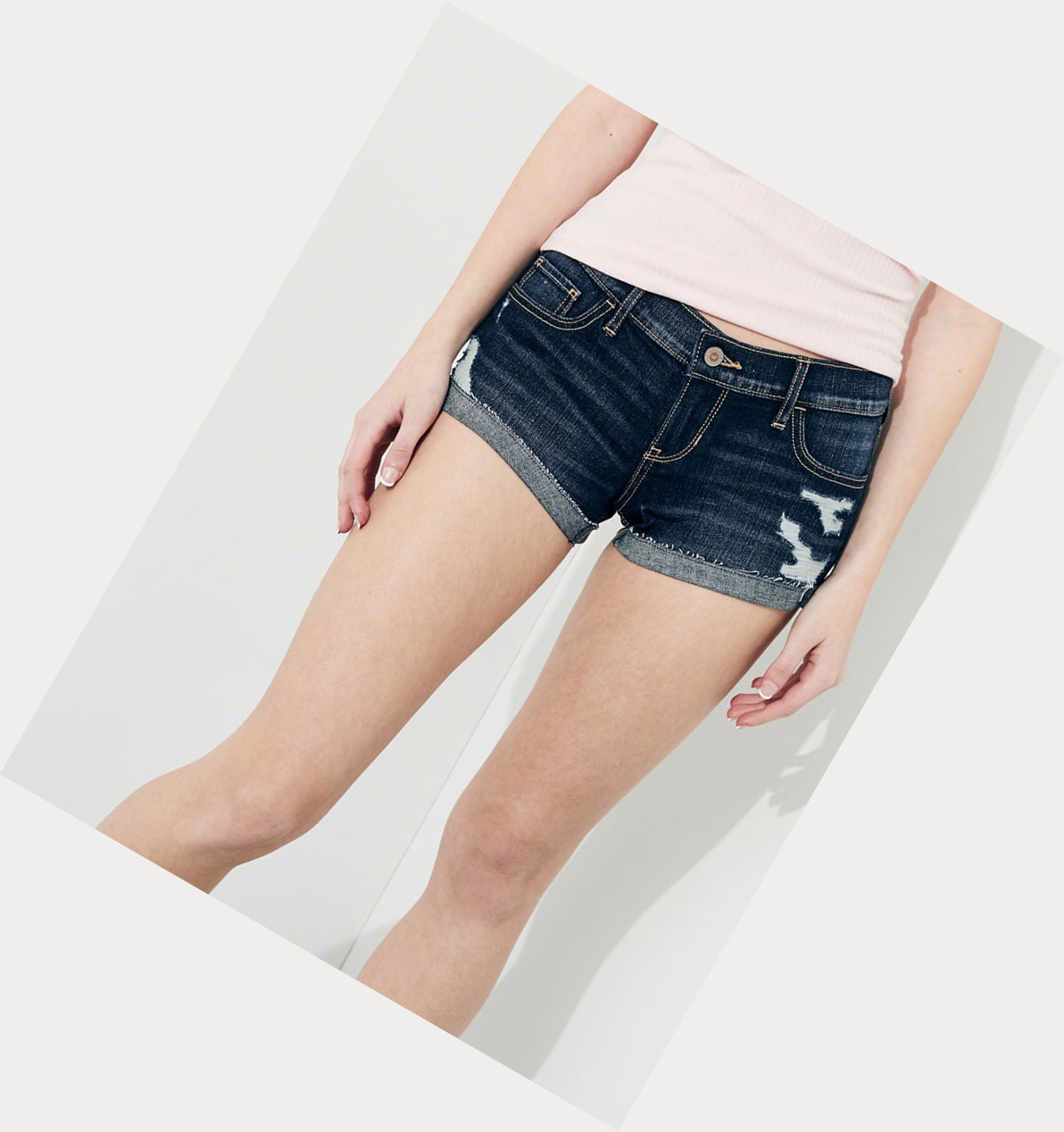 Dark Wash Hollister Stretch Low-Rise Denim Women's Shorts | ZA-TZDO083