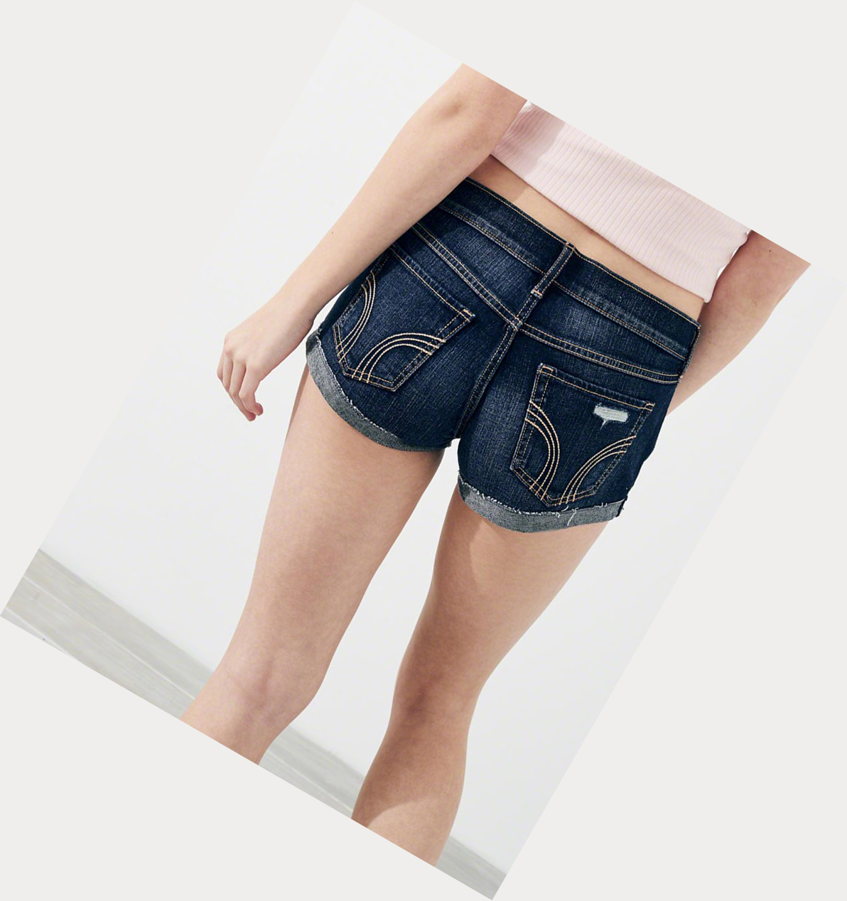 Dark Wash Hollister Stretch Low-Rise Denim Women's Shorts | ZA-TZDO083