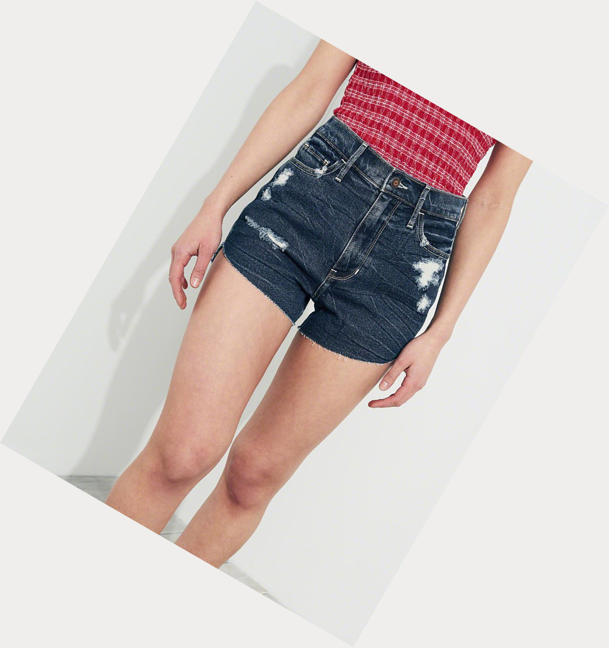 Dark Wash Hollister Vintage Stretch Ultra High-Rise Denim Women's Shorts | ZA-IYHA704