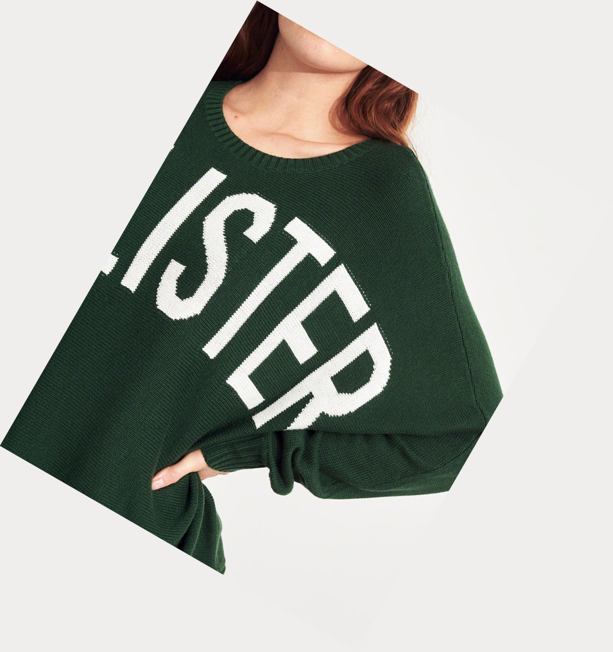 Green Hollister Logo Oversized Women's Sweaters | ZA-OBLZ745