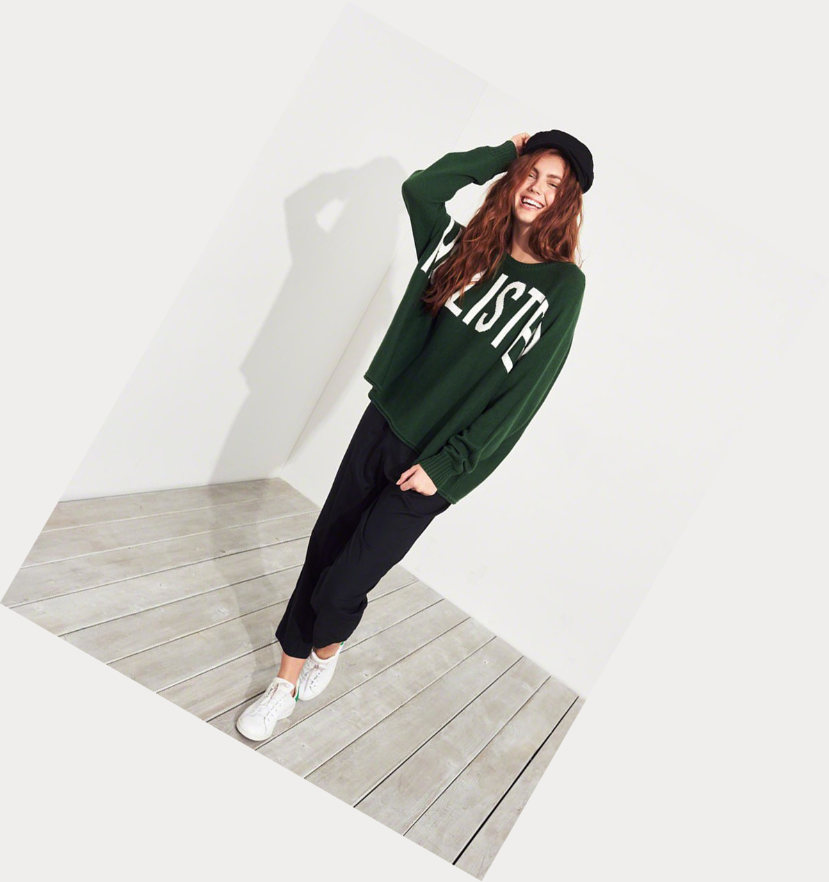 Green Hollister Logo Oversized Women's Sweaters | ZA-OBLZ745