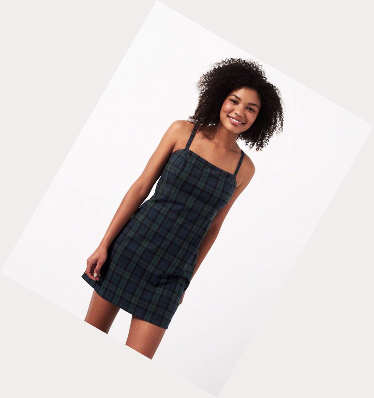 Green Hollister Plaid Mini Women's Dress | ZA-CJYV178