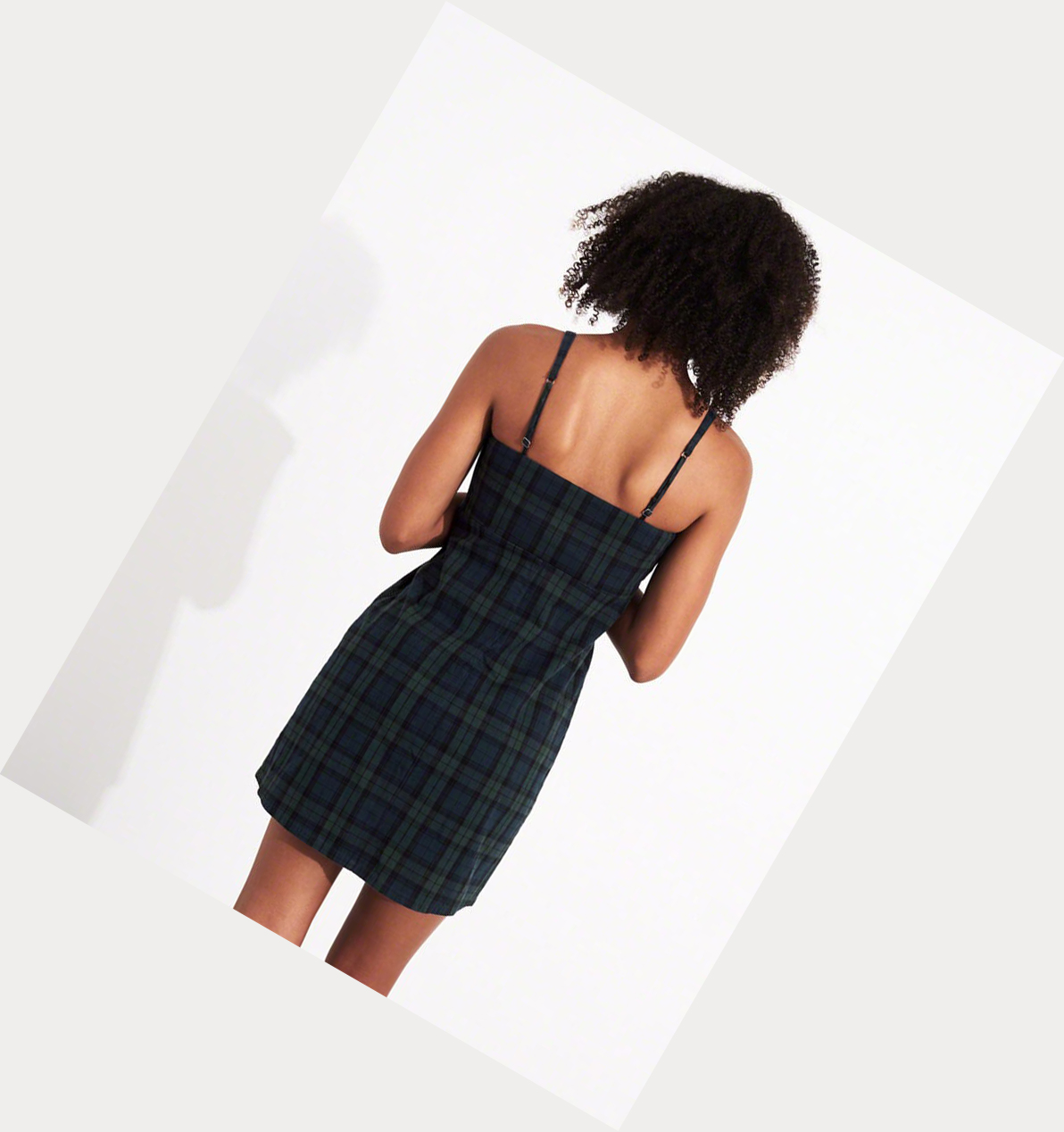 Green Hollister Plaid Mini Women's Dress | ZA-CJYV178