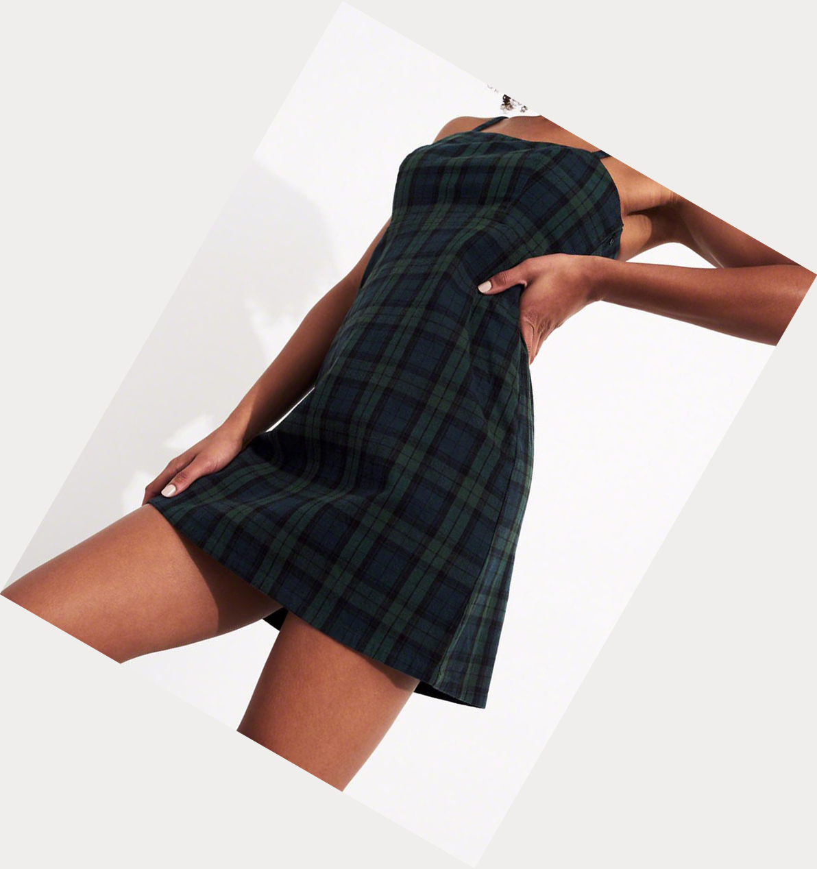 Green Hollister Plaid Mini Women's Dress | ZA-CJYV178