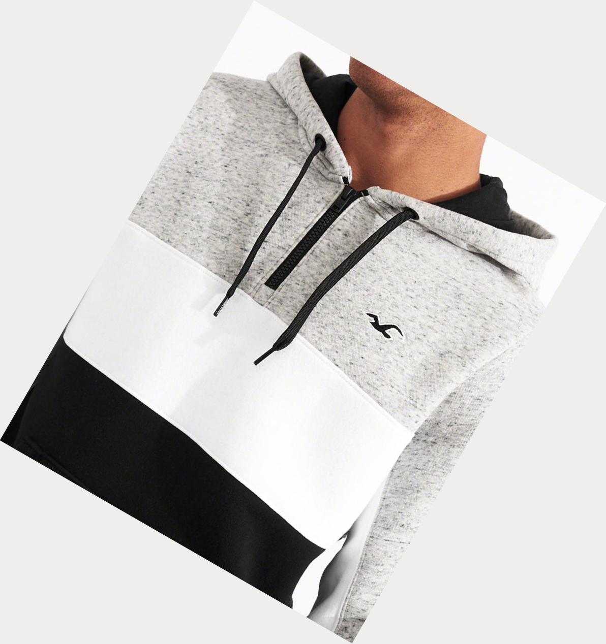 Grey Black Hollister Colorblock Half-Zip Men's Hoodie | ZA-RXAI231