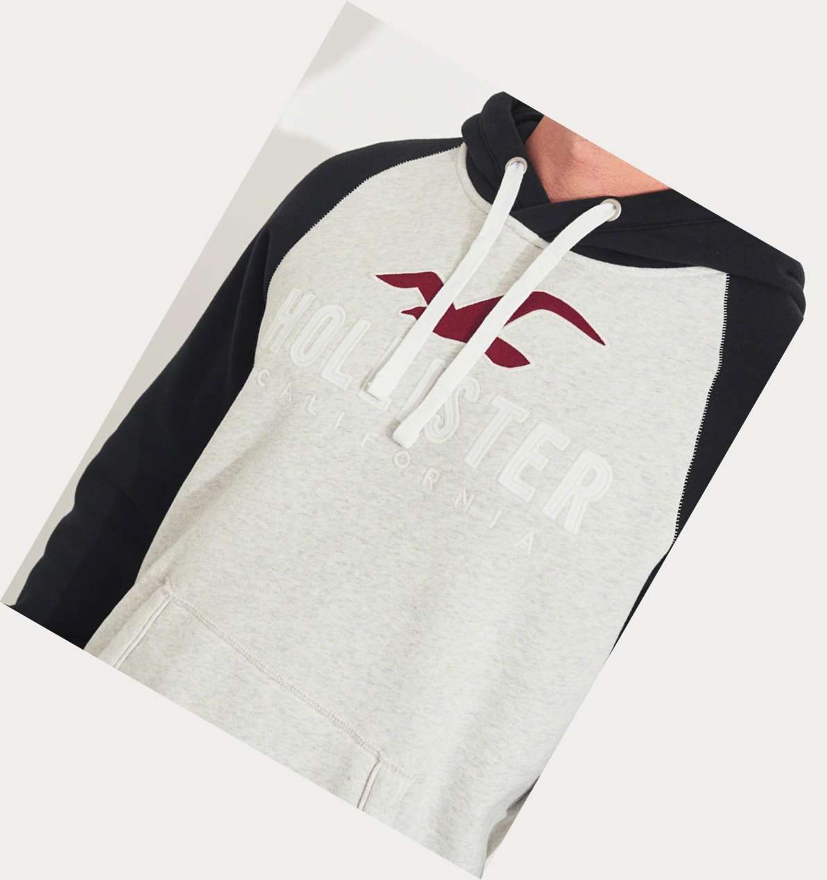 Grey Black Hollister Logo Graphic Men's Hoodie | ZA-INZD586