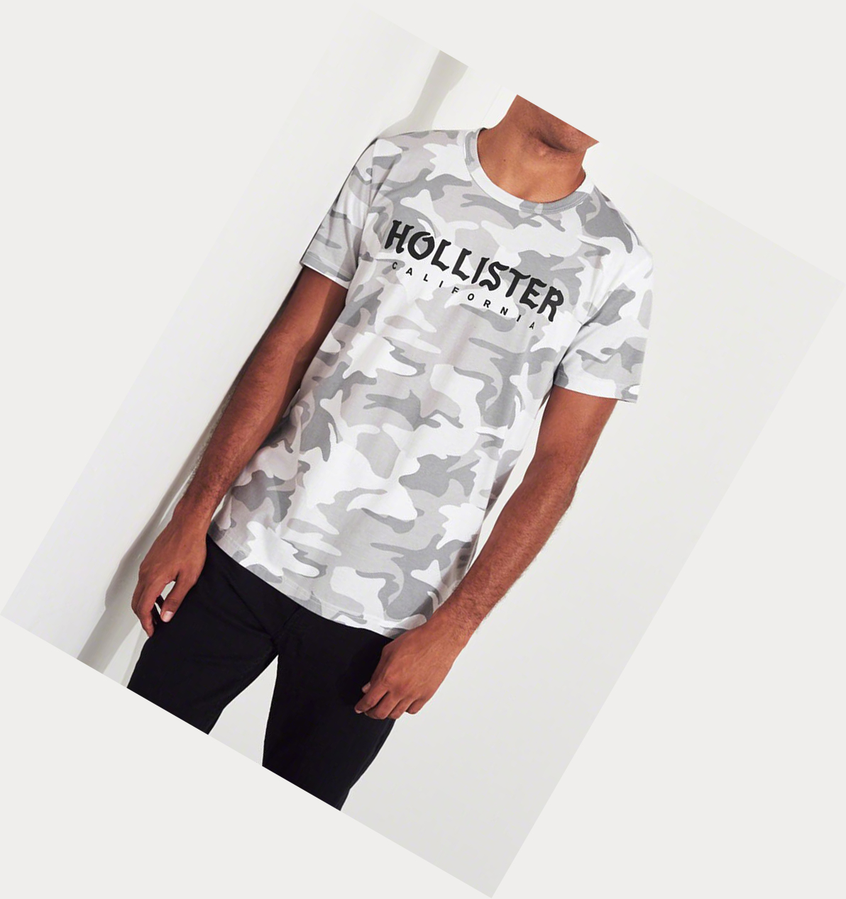 Grey Camo Hollister Camo Logo Men's Short Sleeve | ZA-TWPO245