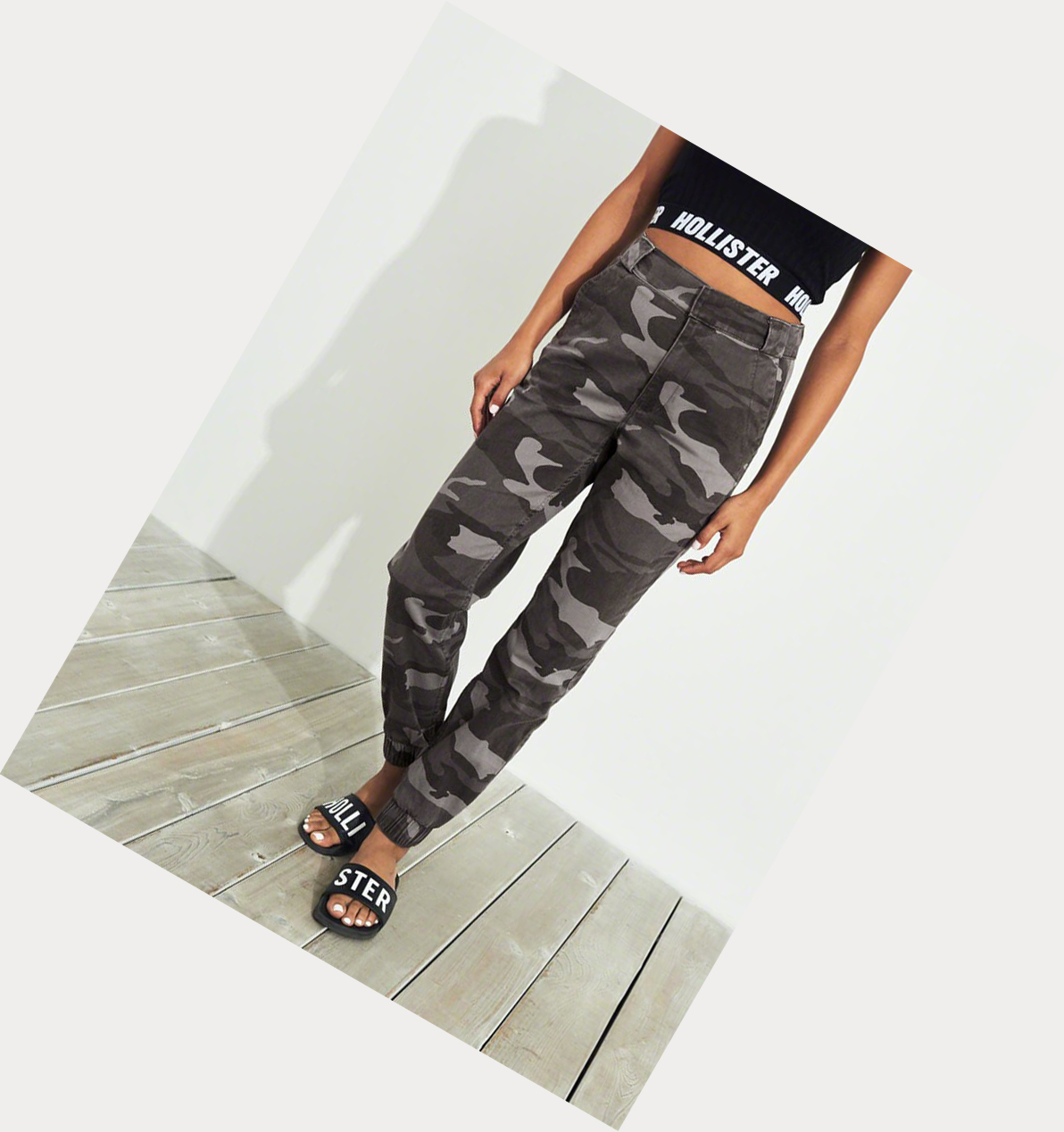 Grey Camo Hollister Classic Stretch Ultra High-Rise Twill Women's Pants | ZA-ZHCX679