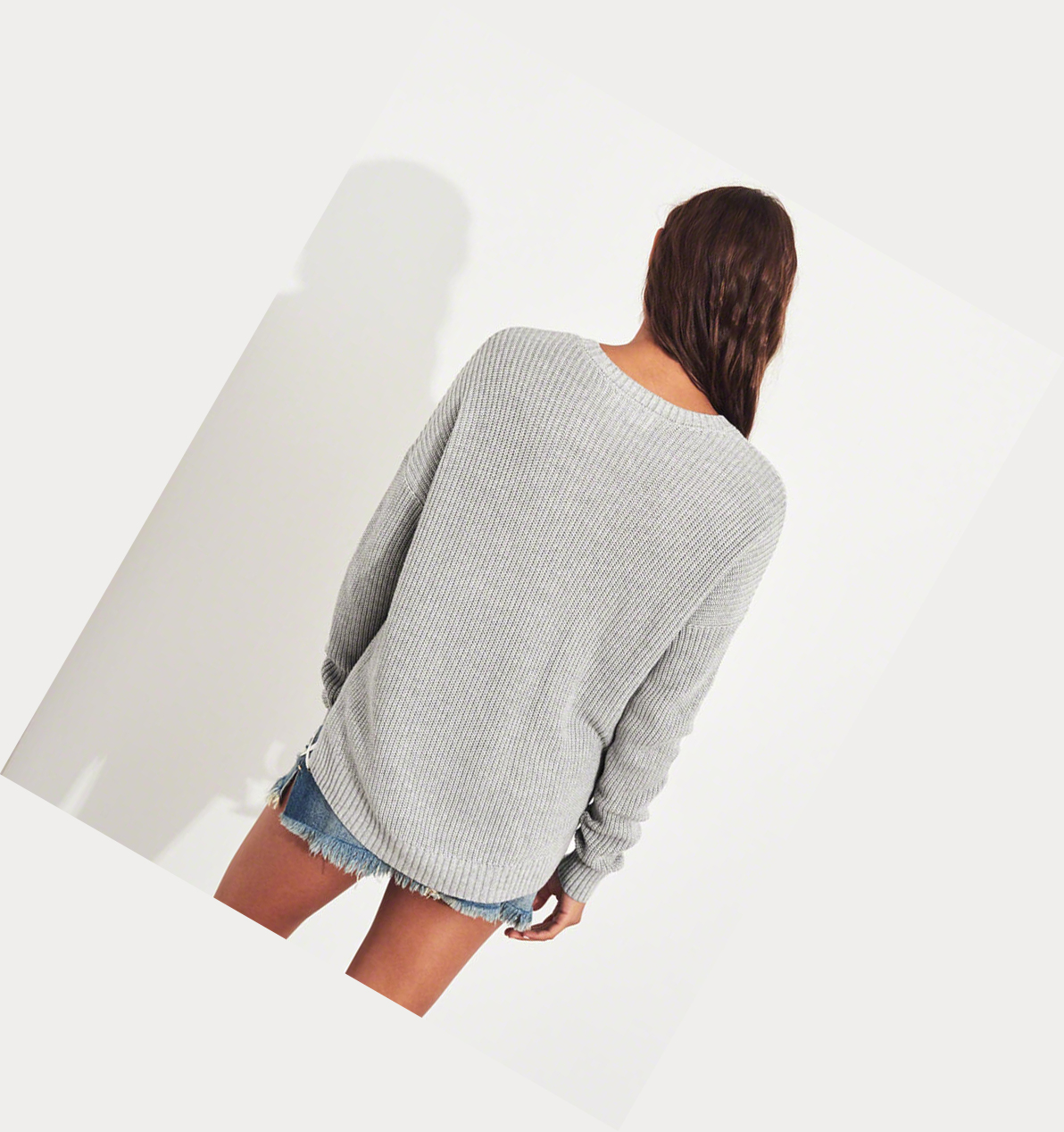 Grey Hollister Crewneck Women's Sweaters | ZA-CJRK751