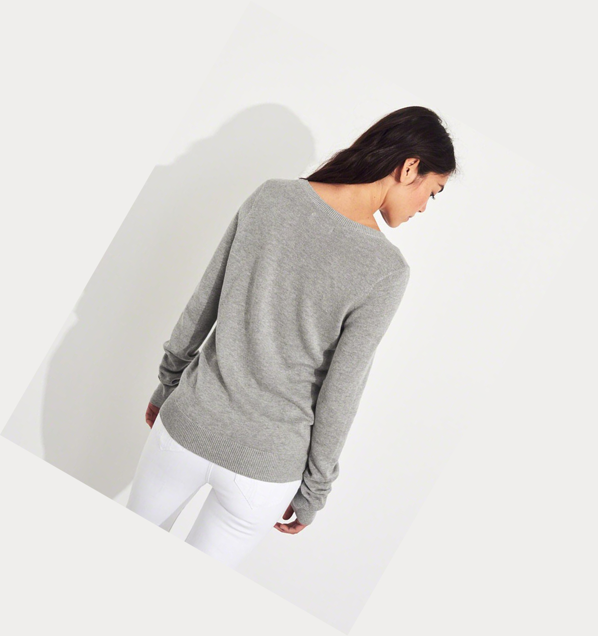 Grey Hollister Crewneck Women's Sweaters | ZA-UTBW958