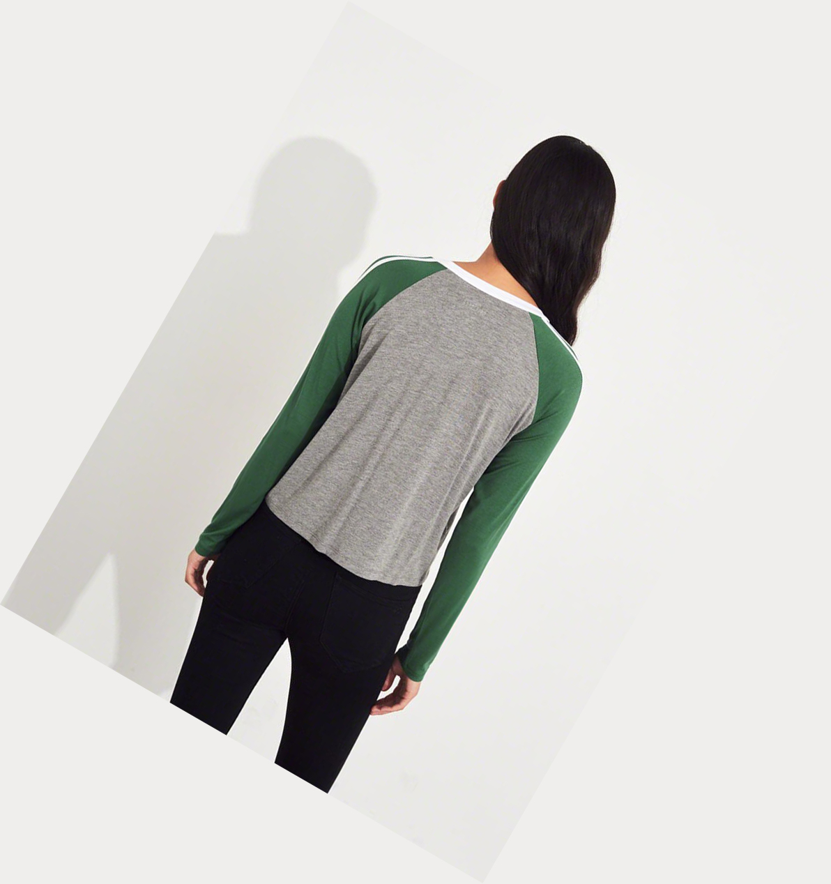 Grey Hollister Easy Raglan Women's Long Sleeve | ZA-LOEJ894