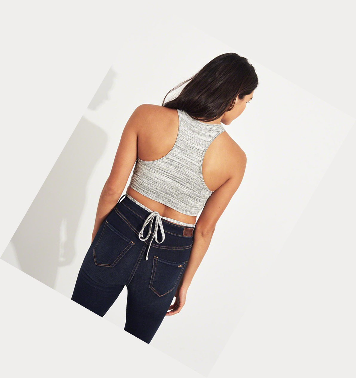 Grey Hollister High-Neck Wrap Ultra Crop Women's Tanks | ZA-HFRB278