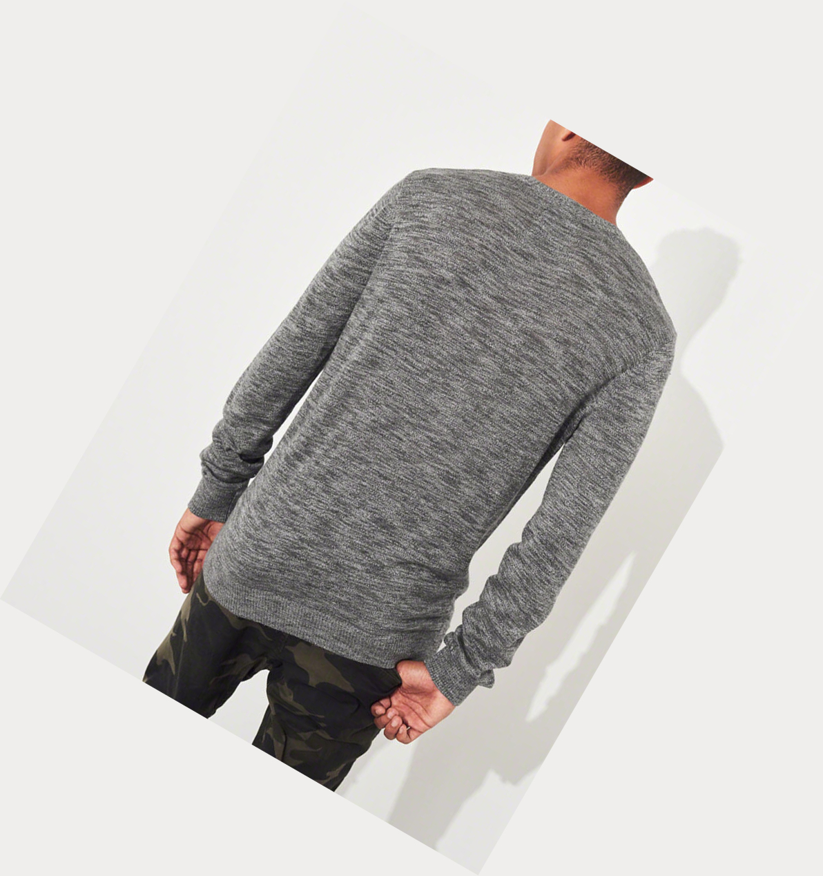 Grey Hollister Lightweight Crewneck Men's Sweaters | ZA-HARU846