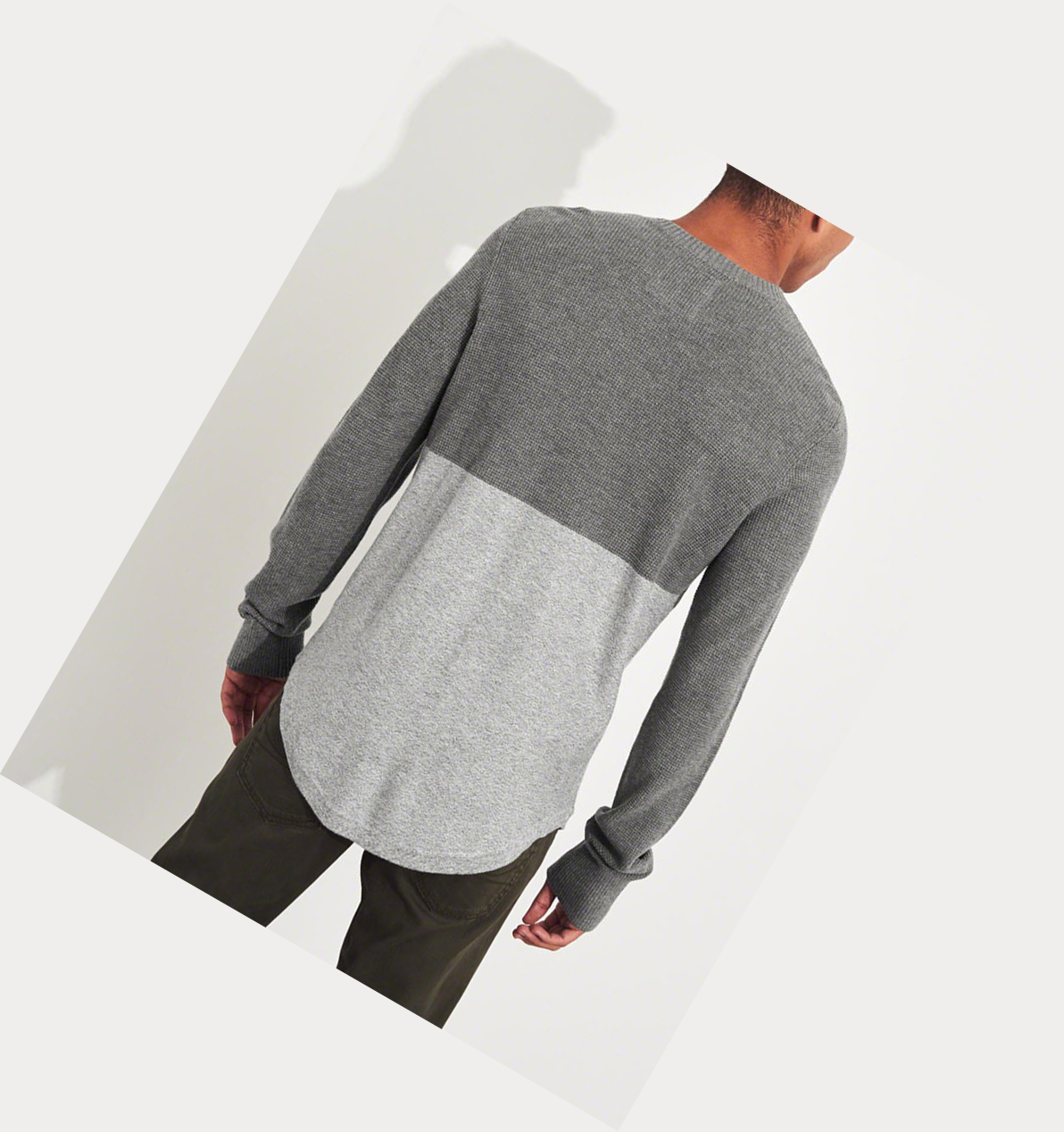 Grey Hollister Lightweight Curved Hem Men's Sweaters | ZA-HNPV584