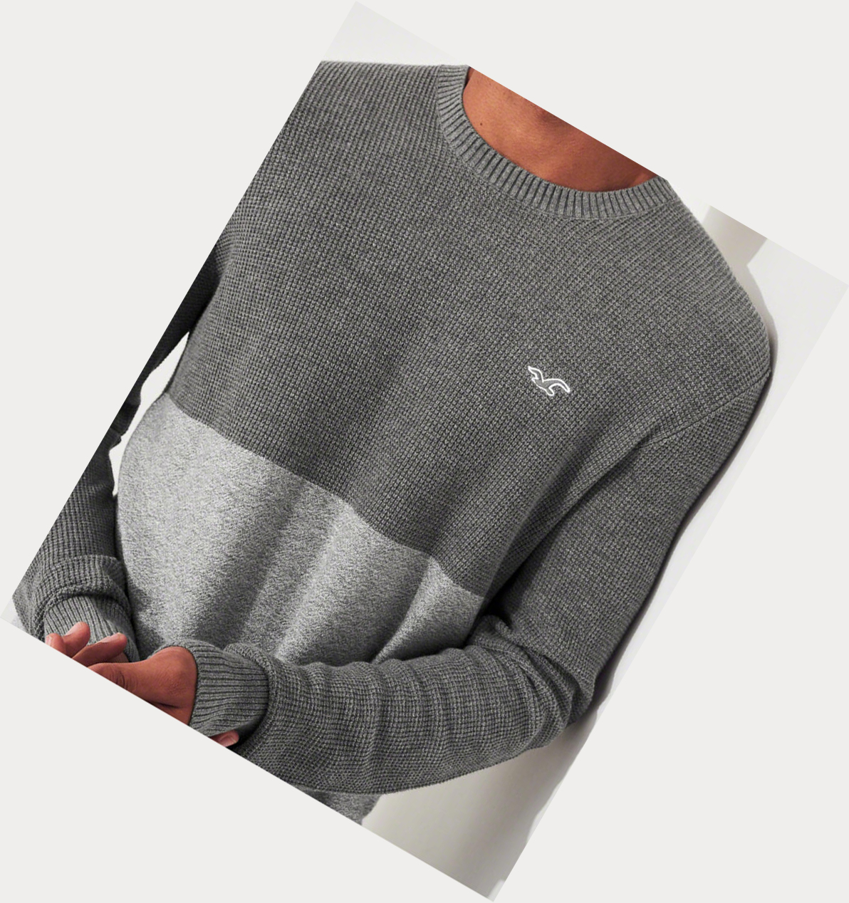 Grey Hollister Lightweight Curved Hem Men's Sweaters | ZA-HNPV584