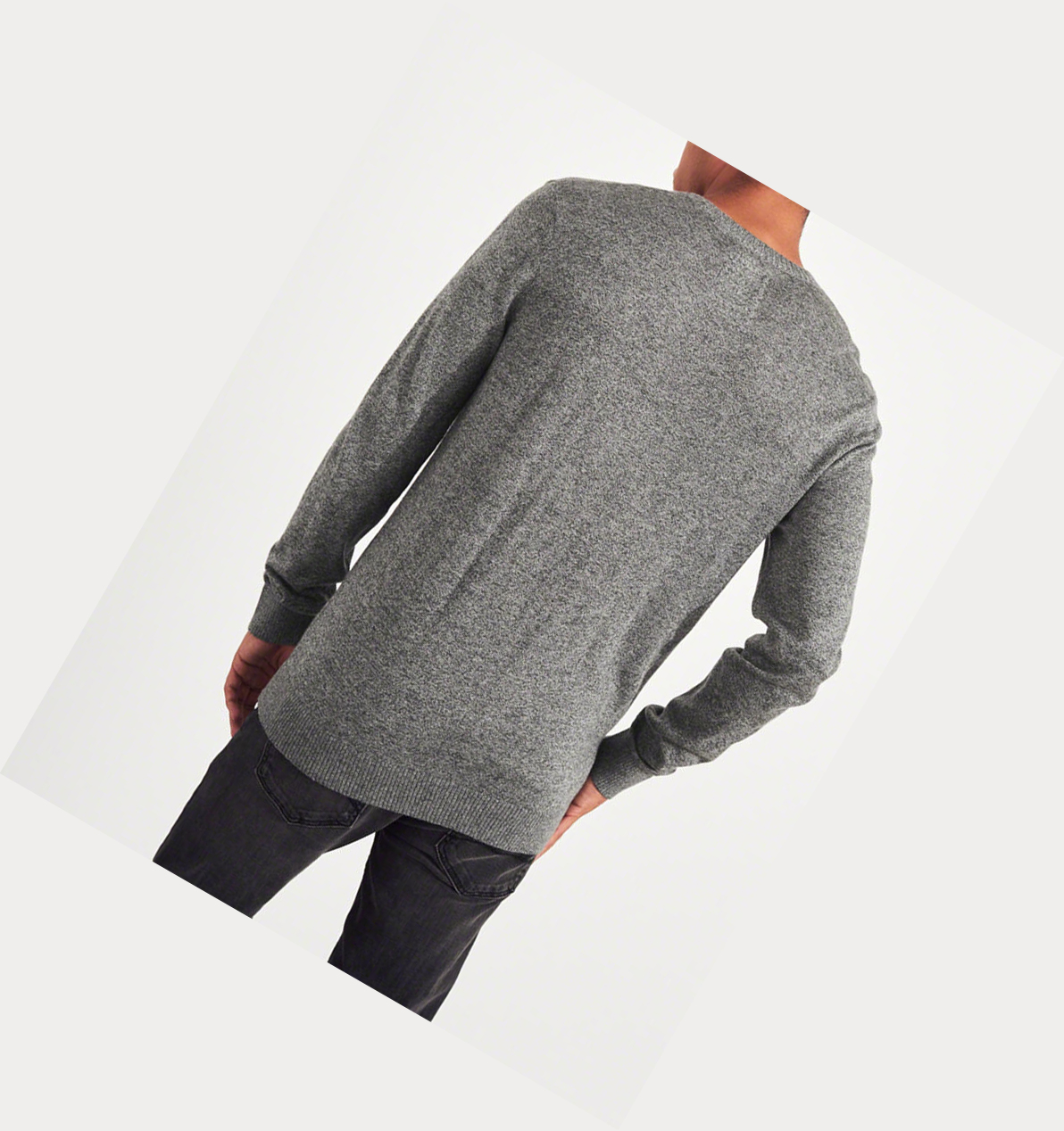 Grey Hollister Lightweight V-Neck Men's Sweaters | ZA-KVXH781