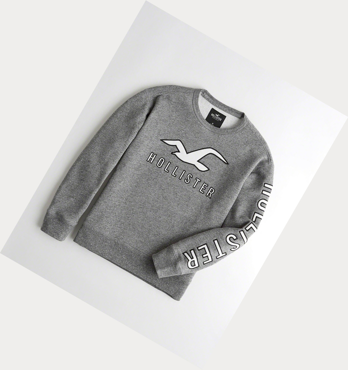 Grey Hollister Logo Crewneck Men\'s Sweatshirts | ZA-VCZU915