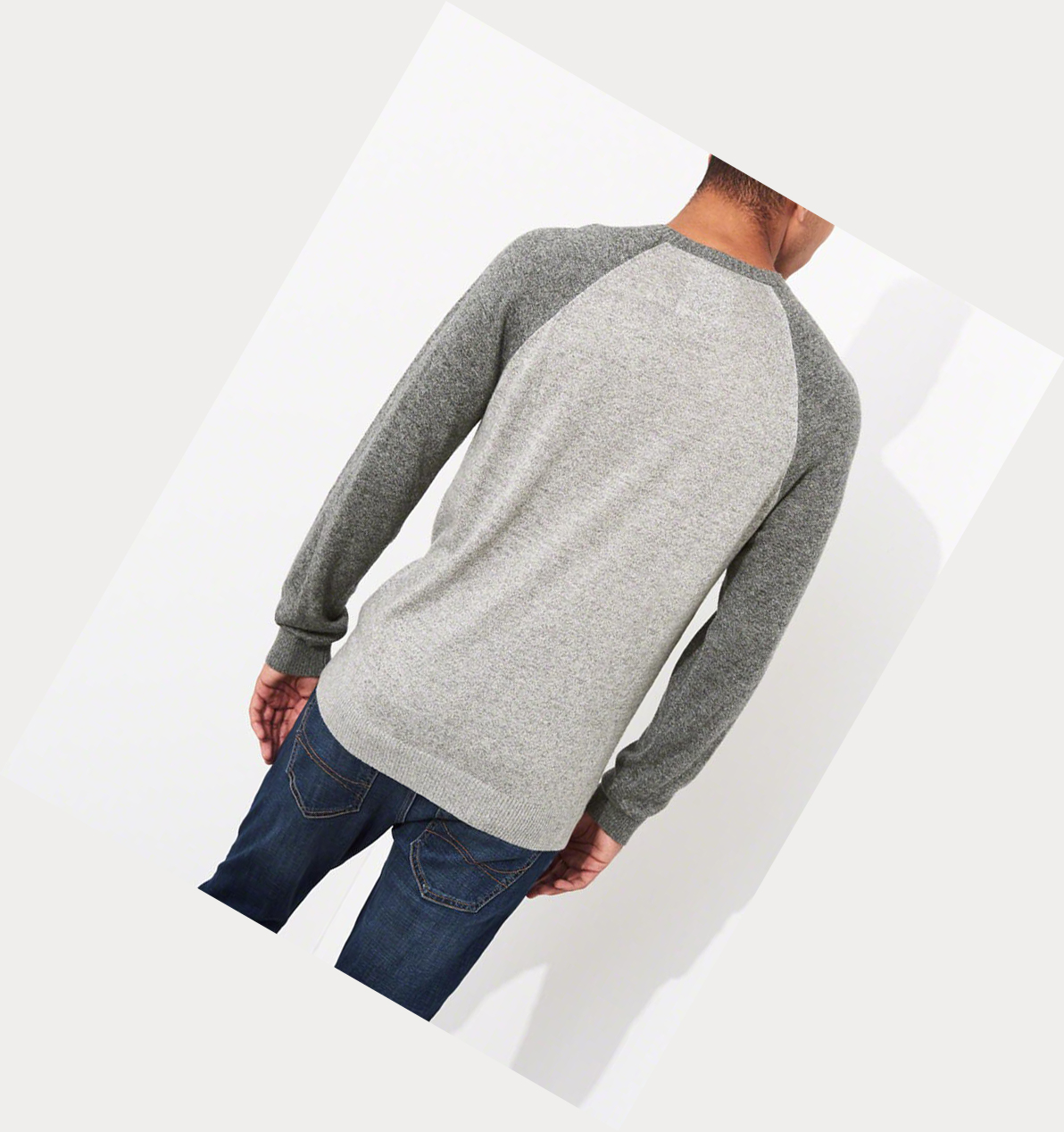 Grey Hollister Logo Crewneck Men's Sweaters | ZA-XPIW654