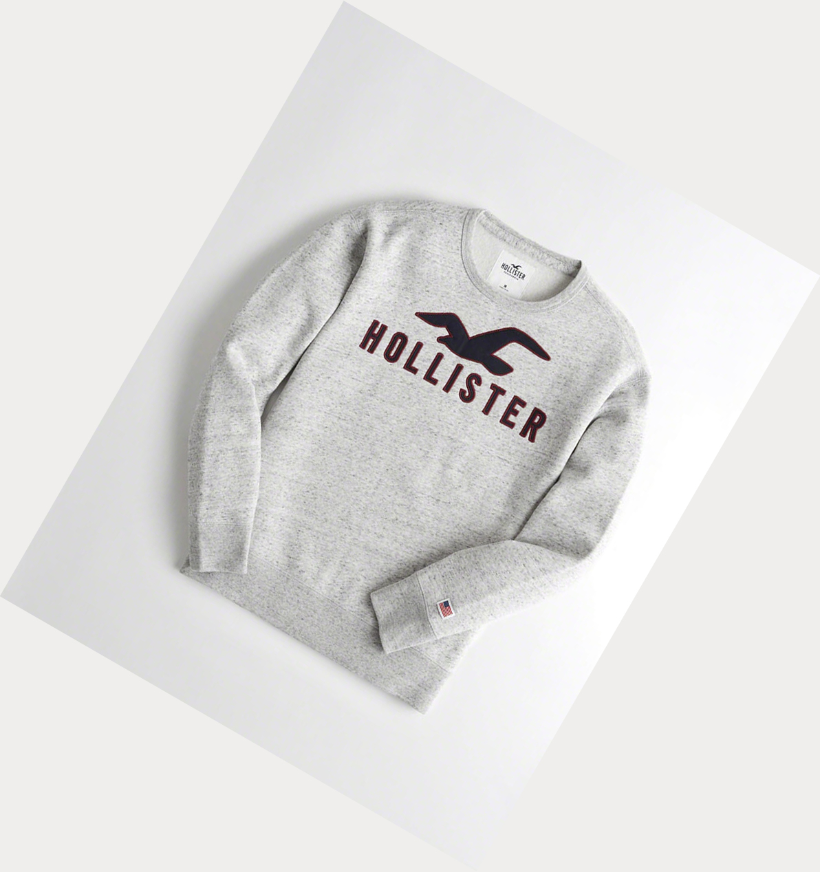 Grey Hollister Logo Graphic Crewneck Men\'s Sweatshirts | ZA-FNVM692