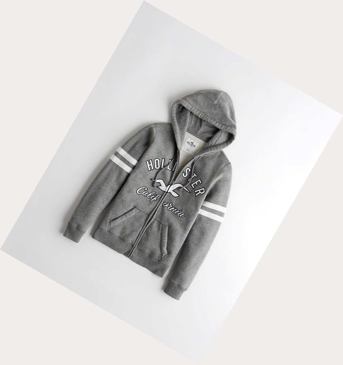 Grey Hollister Logo Graphic Full-Zip Women\'s Hoodie | ZA-AYVN058