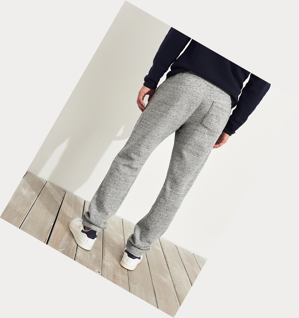 Grey Hollister Logo Straight-Leg Men's Sweatpants | ZA-DXUW129