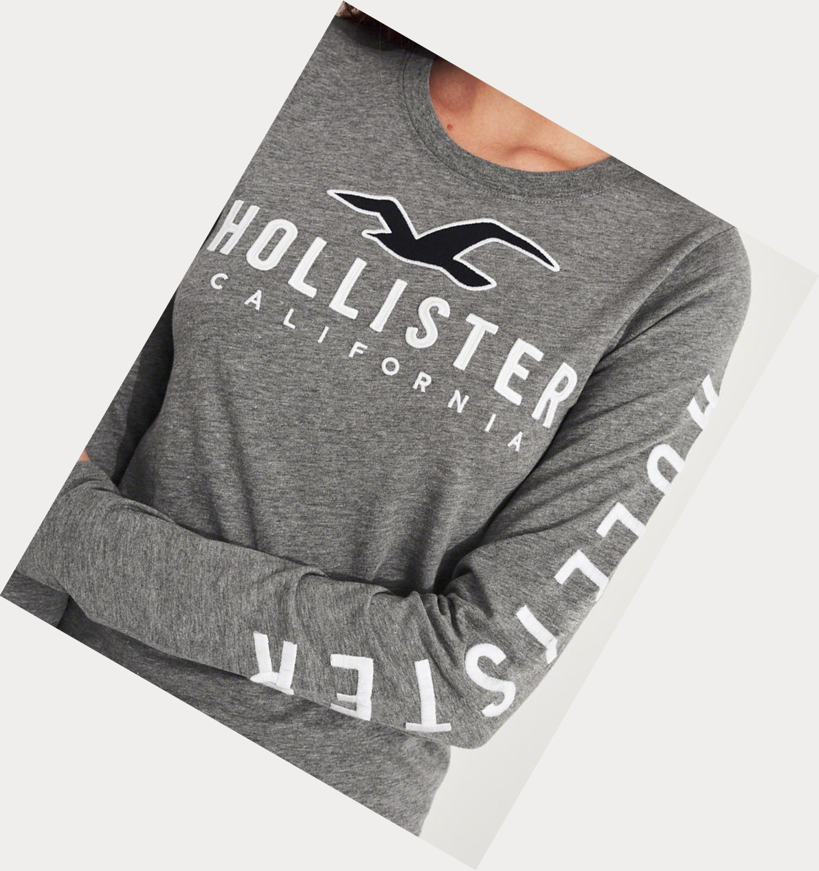 Grey Hollister Logo Women's Long Sleeve | ZA-JQVS570