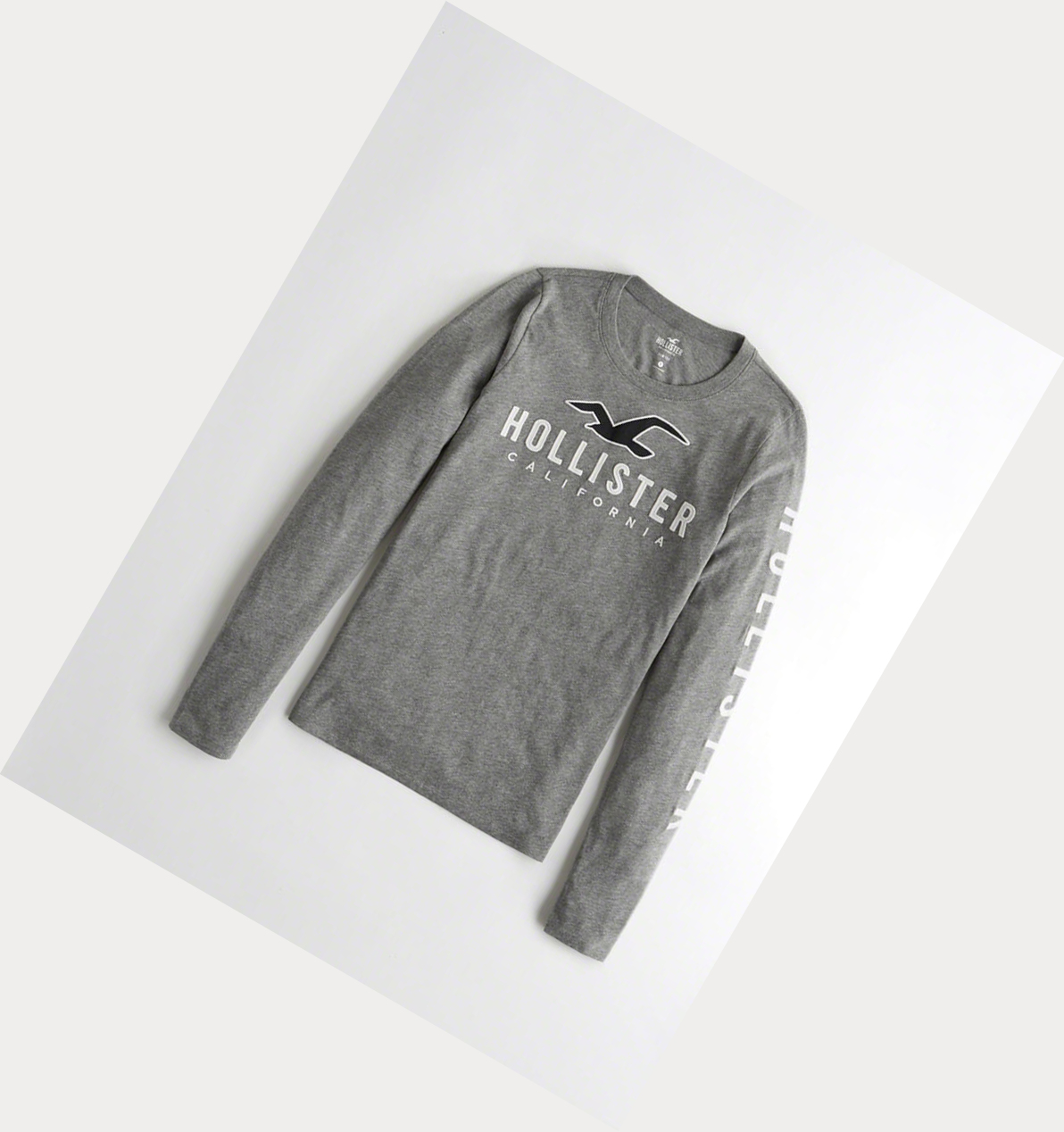 Grey Hollister Logo Women\'s Long Sleeve | ZA-JQVS570