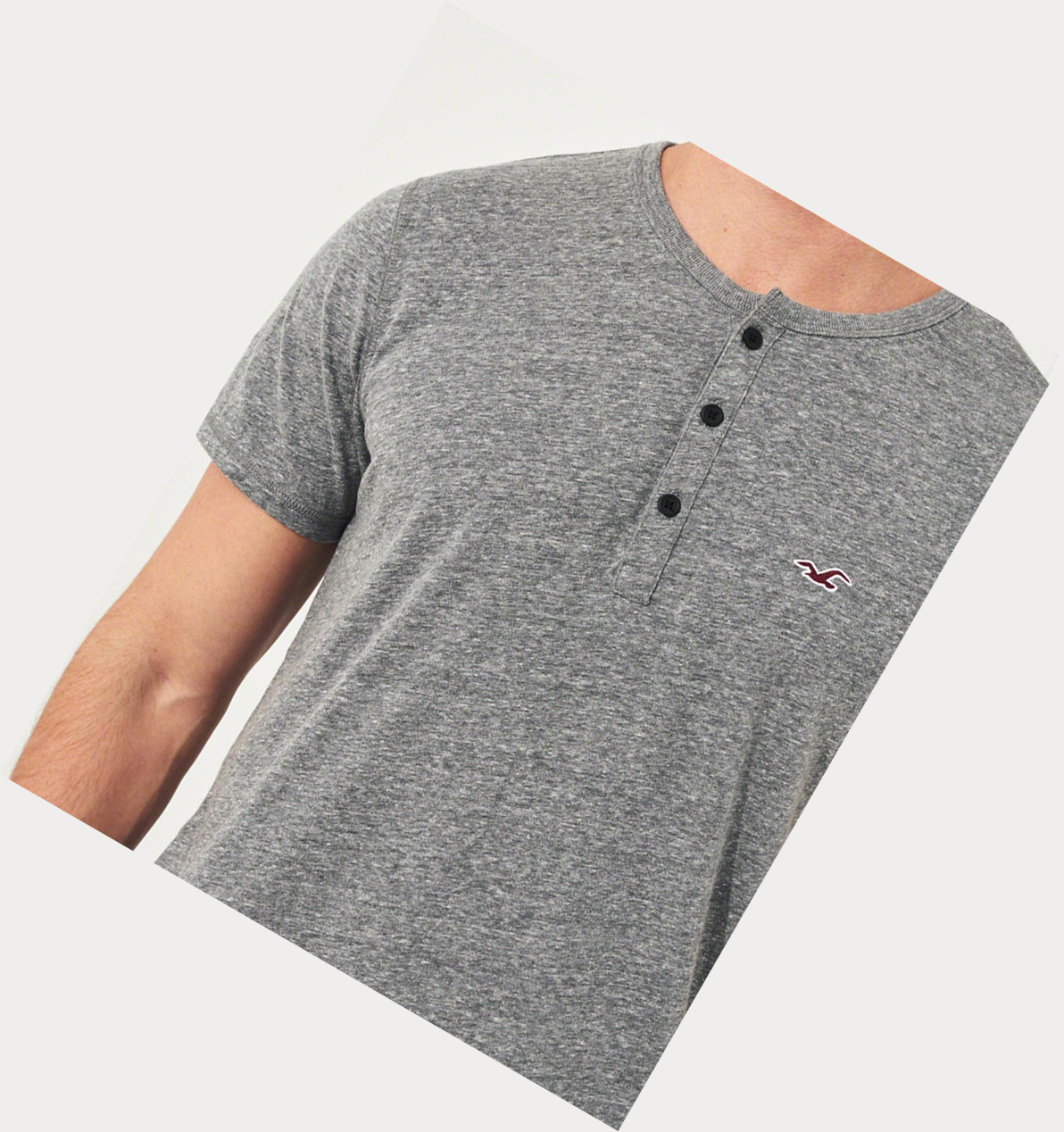 Grey Hollister Must-Have Henley Men's Short Sleeve | ZA-BAUZ351