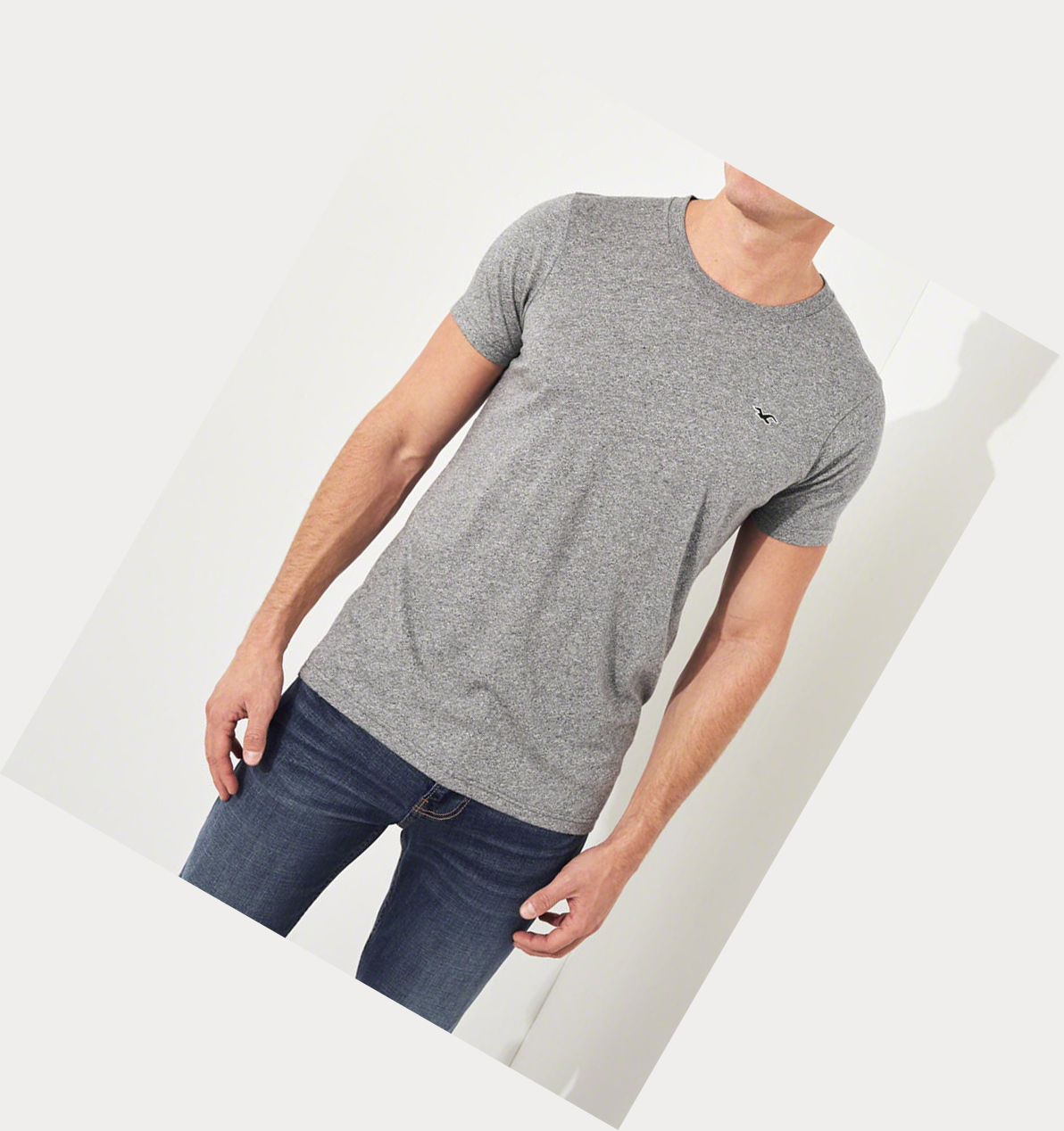 Grey Hollister Must-Have Muscle Fit Men's Short Sleeve | ZA-OTRD284