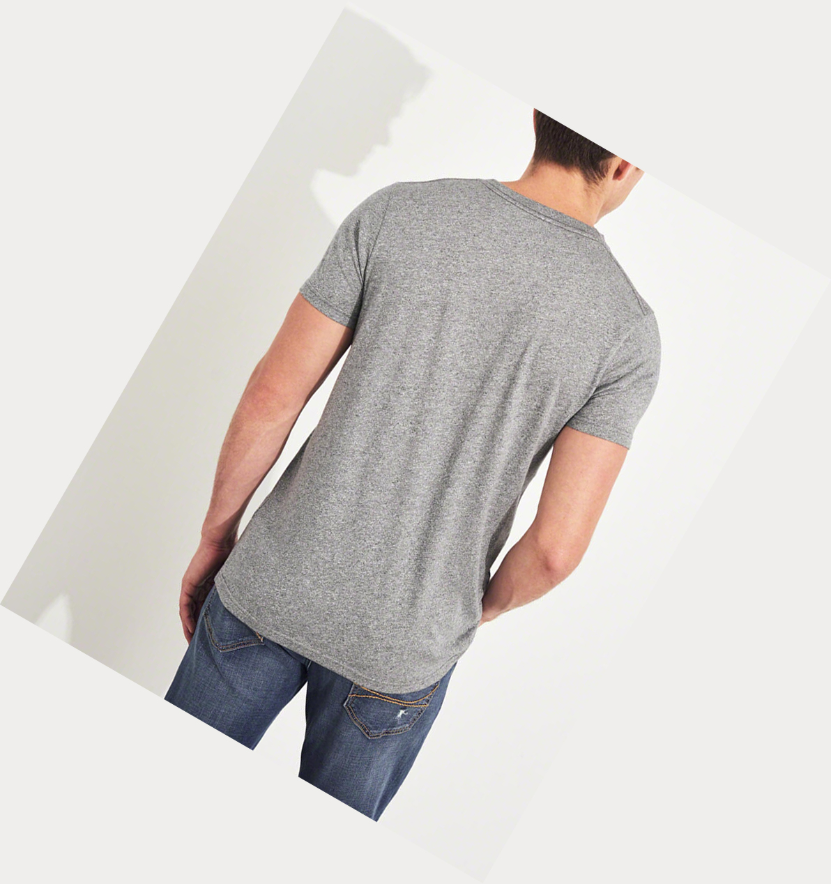 Grey Hollister Must-Have Muscle Fit Men's Short Sleeve | ZA-OTRD284