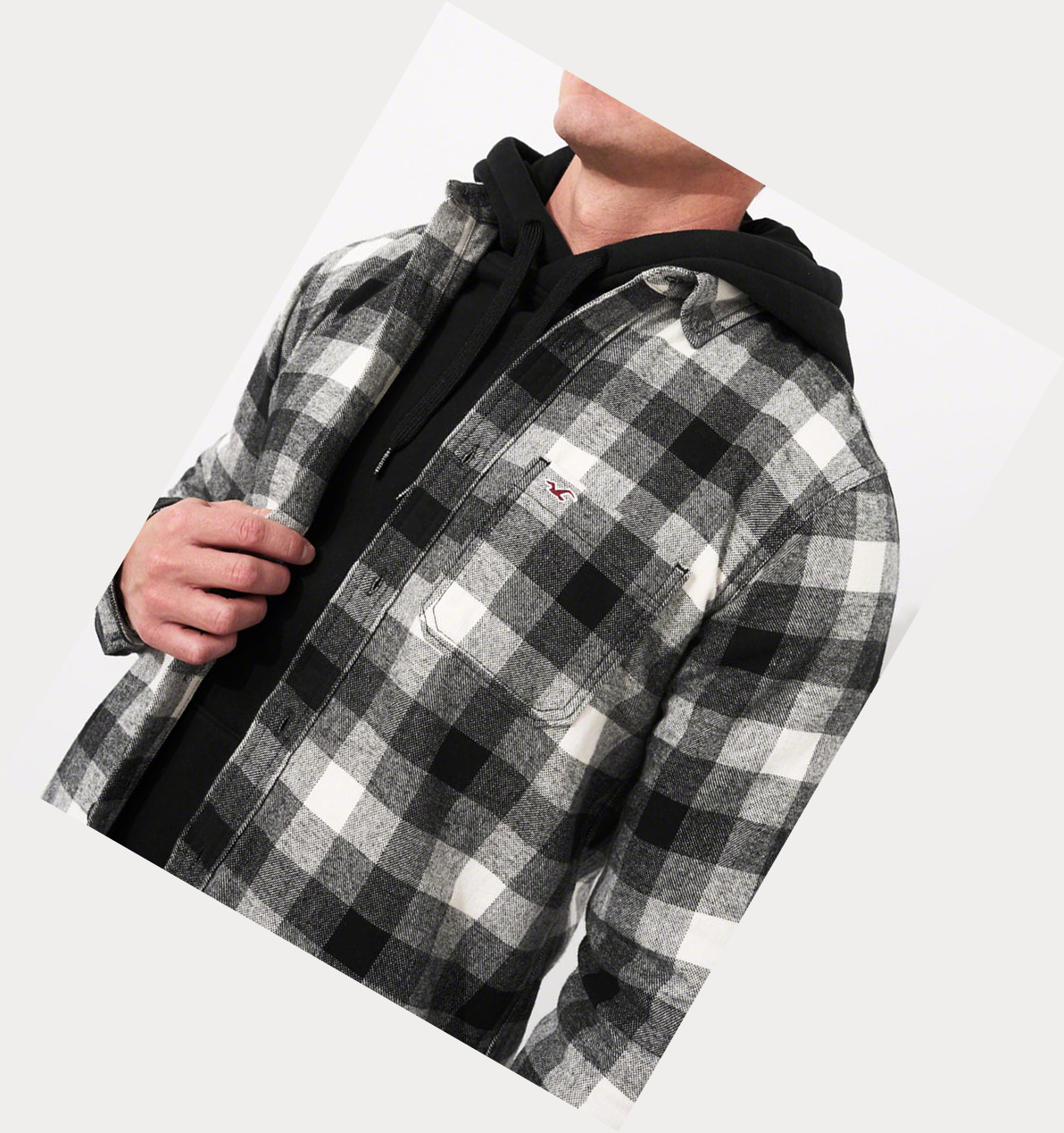 Grey Hollister Plaid Flannel Men's Long Sleeve | ZA-LFTW497