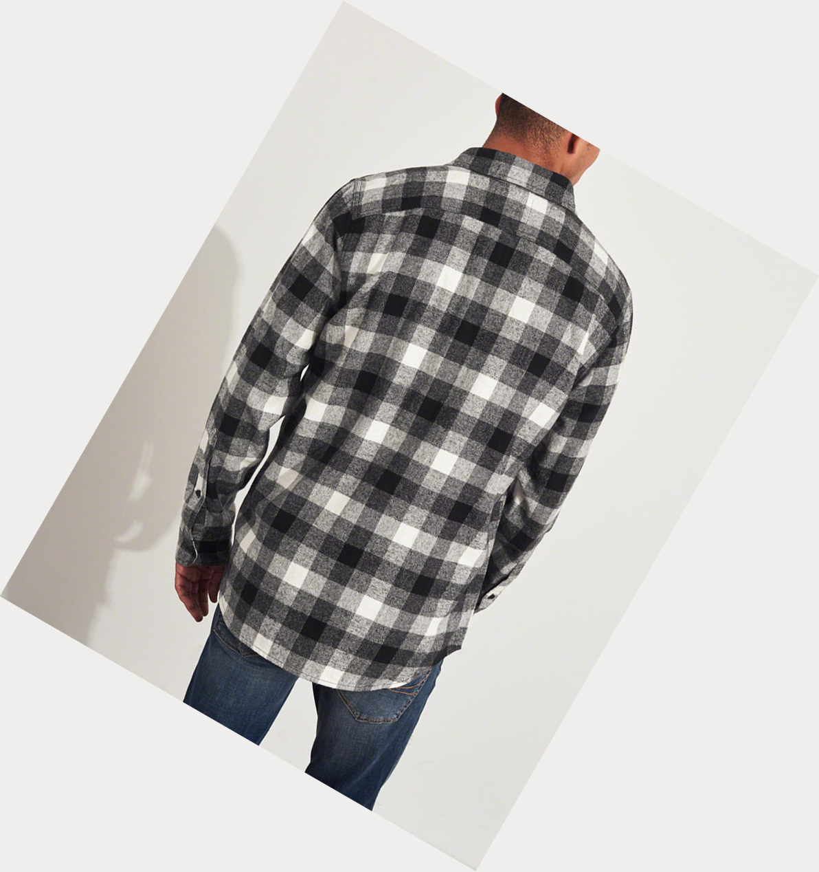 Grey Hollister Plaid Flannel Men's Long Sleeve | ZA-VQLI579