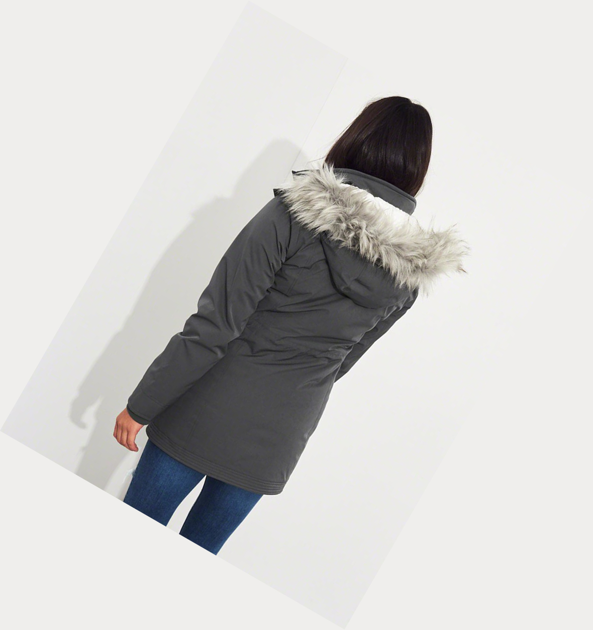 Grey Hollister Sherpa-Lined Women's Parka Jackets | ZA-HVCT574