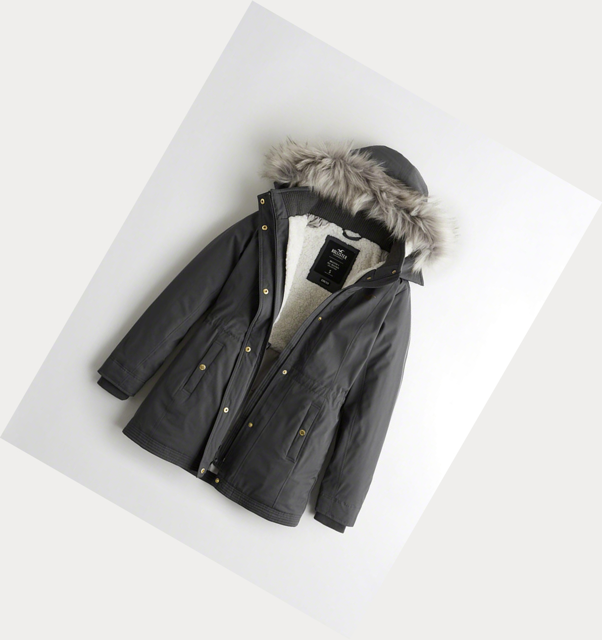 Grey Hollister Sherpa-Lined Women\'s Parka Jackets | ZA-HVCT574