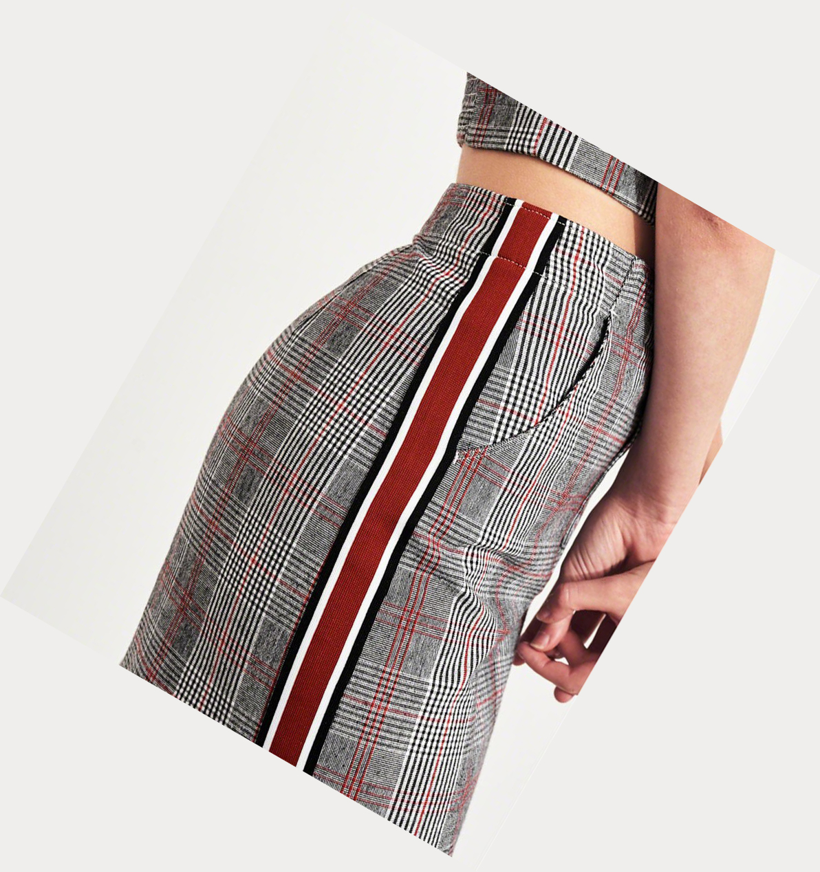 Grey Hollister Side-Stripe Plaid A-Line Mini Women's Skirts | ZA-MSIX574