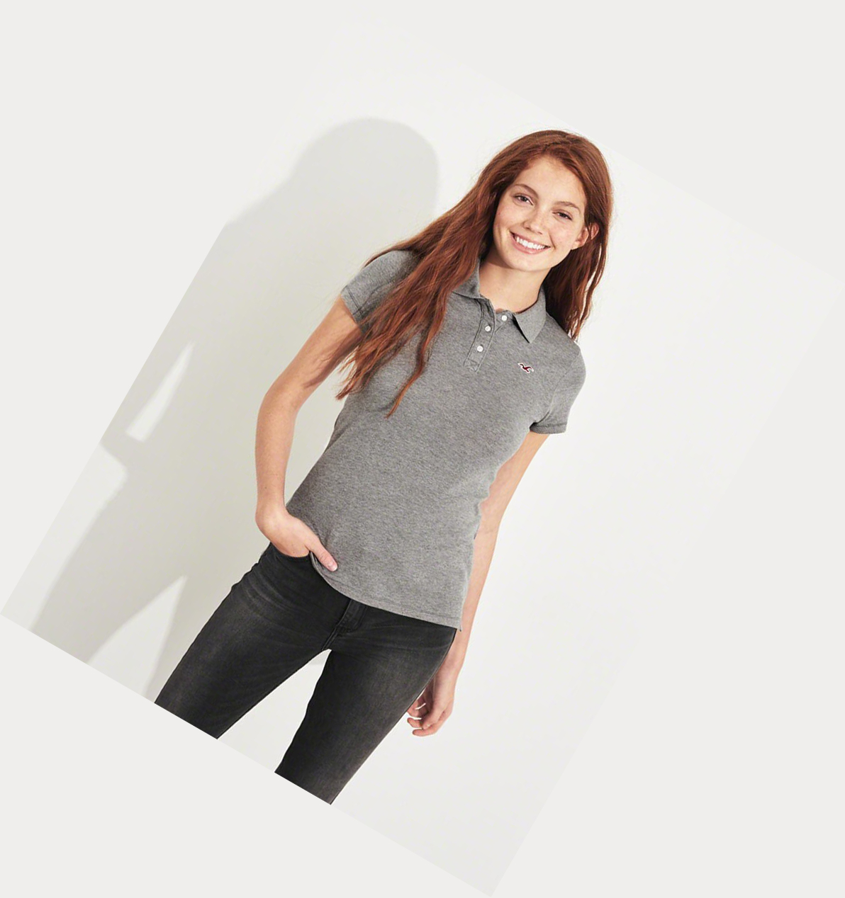 Grey Hollister Slim Icon Women's Polo Shirts | ZA-JGAL609