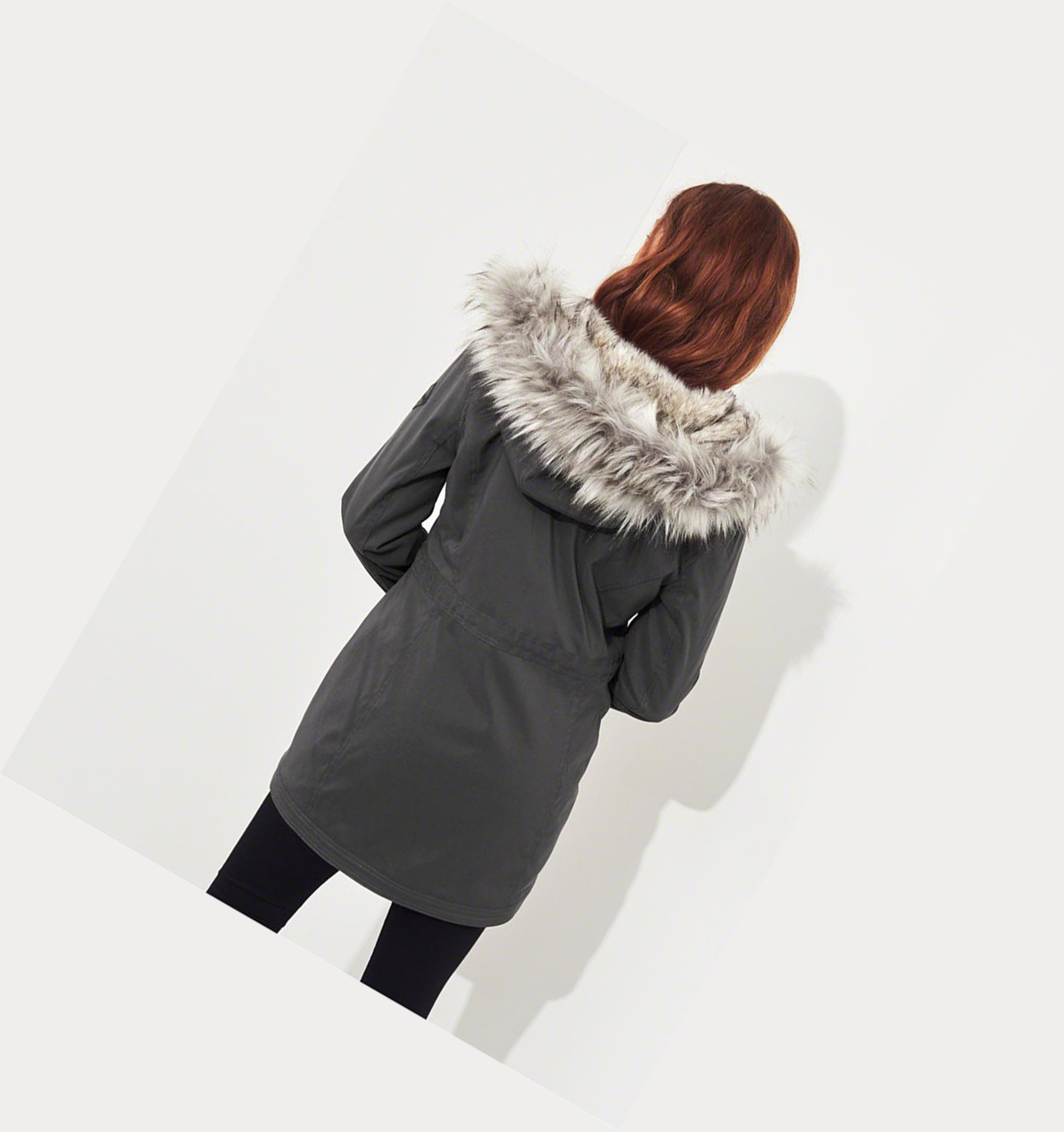 Grey Hollister Stretch Faux-Fur-Lined Women's Parka Jackets | ZA-DMQP968