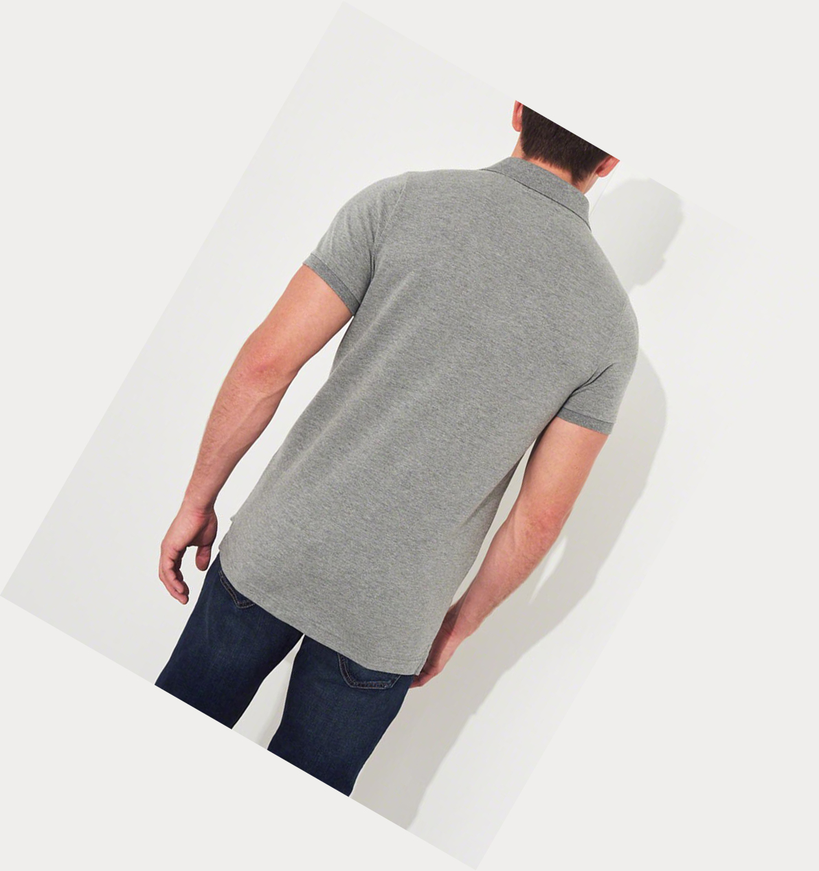 Grey Hollister Stretch Icon Men's Polo Shirts | ZA-VRME491