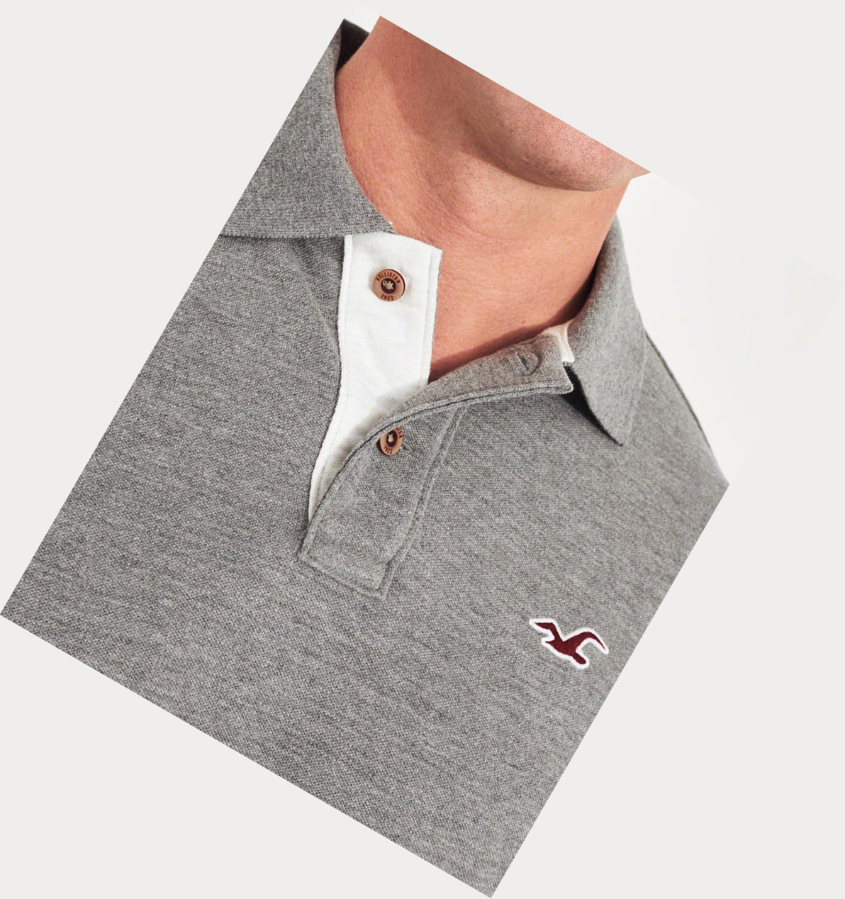 Grey Hollister Stretch Muscle Fit Men's Polo Shirts | ZA-LGTA713