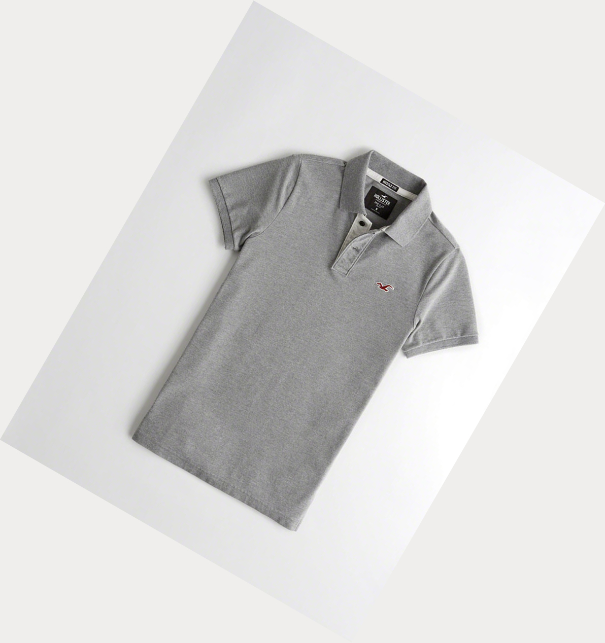 Grey Hollister Stretch Muscle Fit Men\'s Polo Shirts | ZA-LGTA713