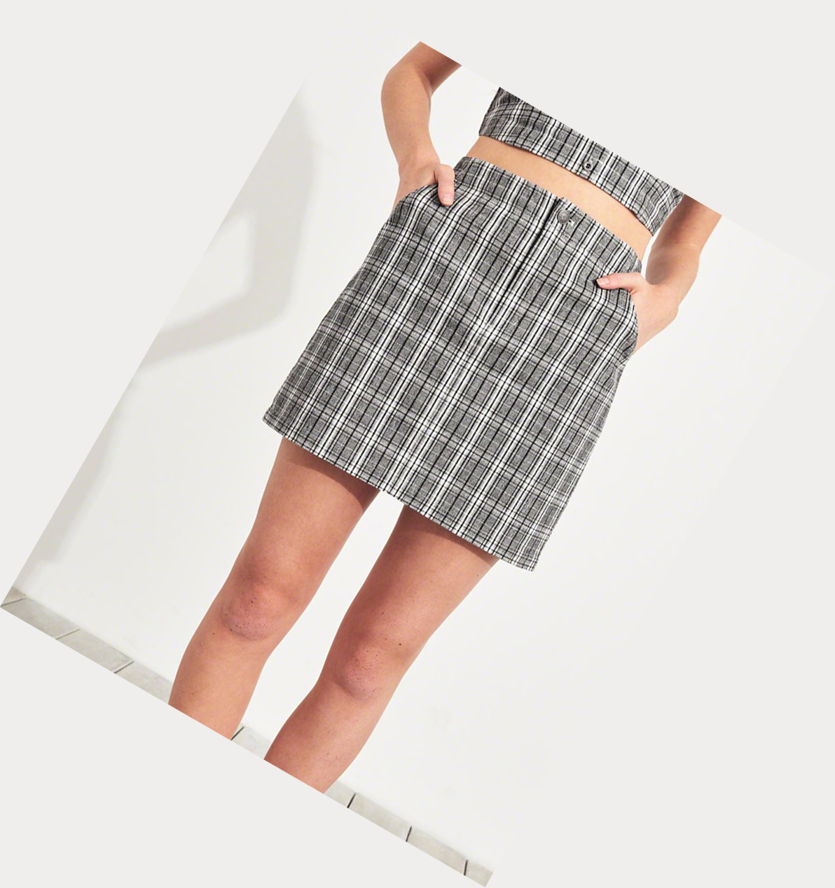 Grey Hollister Stretch Ultra High-Rise Plaid Women's Skirts | ZA-DCIZ509