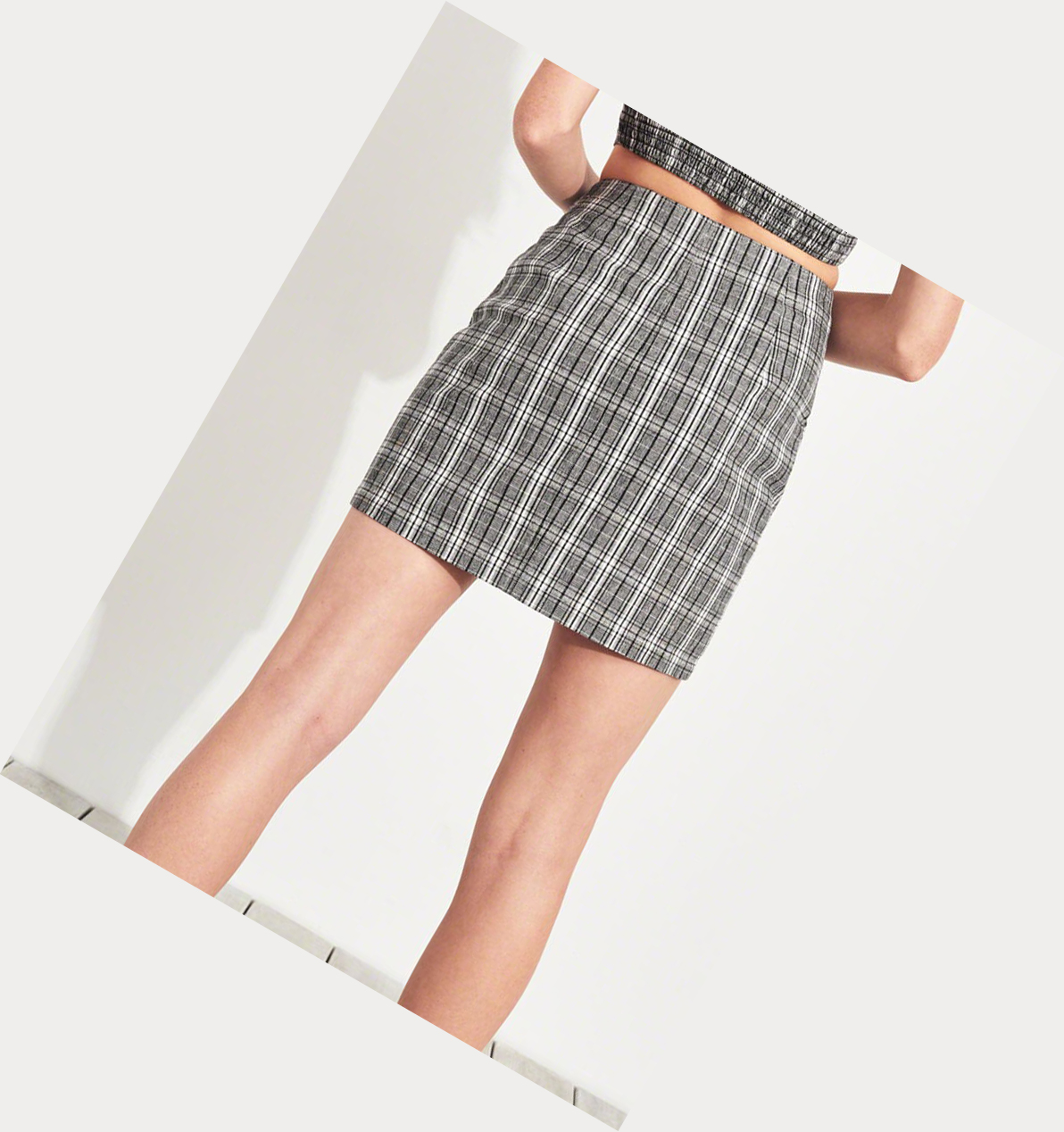 Grey Hollister Stretch Ultra High-Rise Plaid Women's Skirts | ZA-DCIZ509