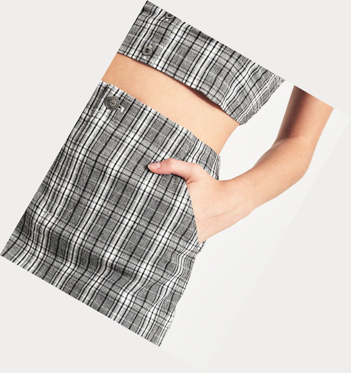 Grey Hollister Stretch Ultra High-Rise Plaid Women's Skirts | ZA-DCIZ509