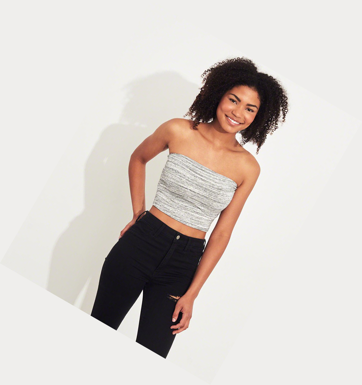 Grey Hollister Ultra Crop Tube Women's Tanks | ZA-EYOT250