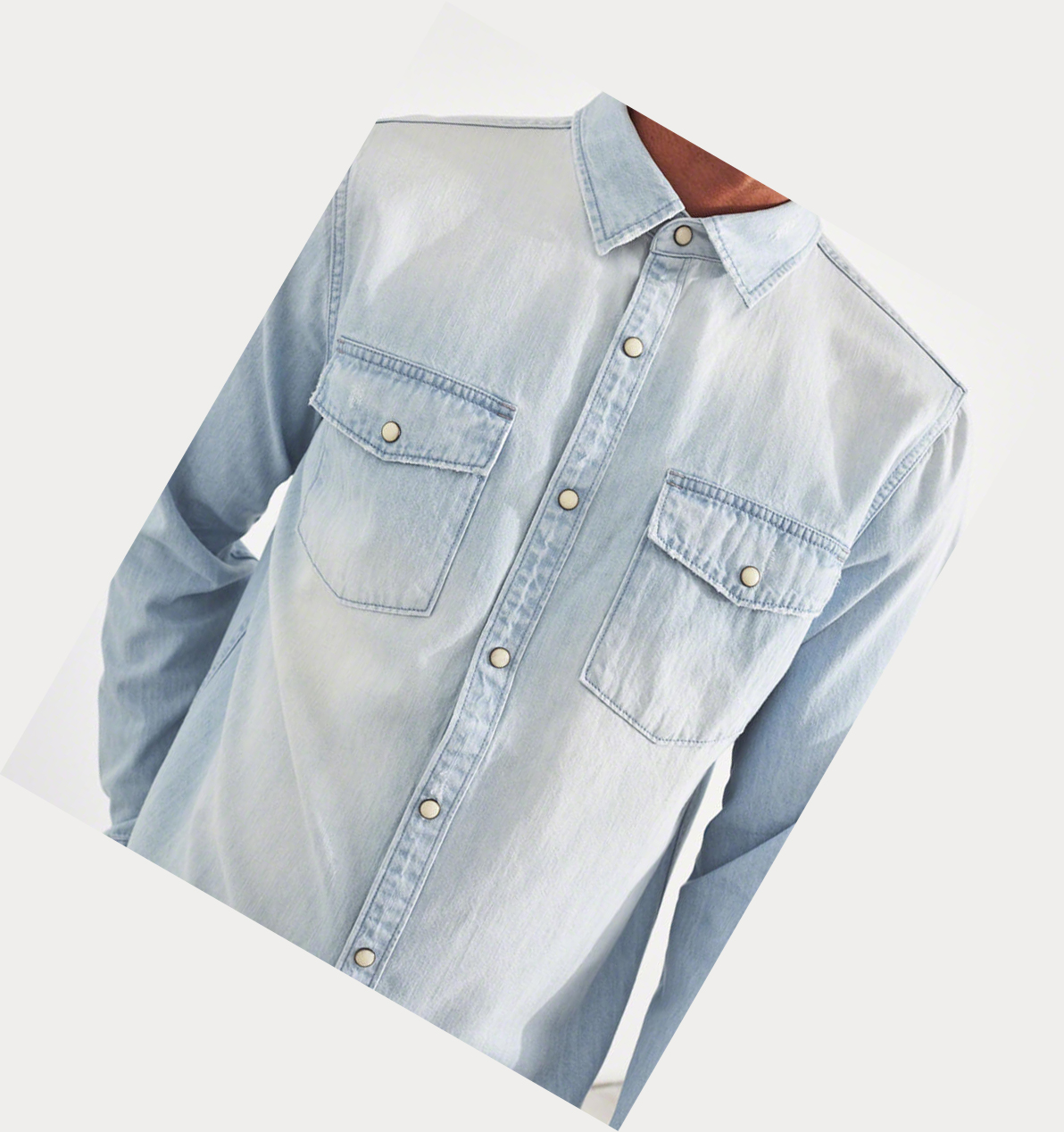 Light Blue Hollister Denim Men's Long Sleeve | ZA-ILVB865