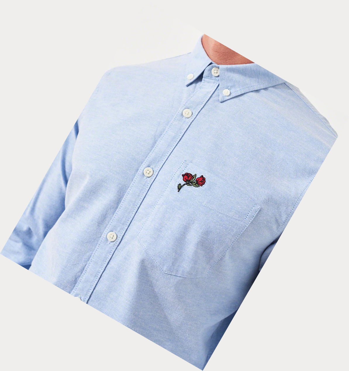 Light Blue Hollister Stretch Oxford Men's Long Sleeve | ZA-ZCDL751