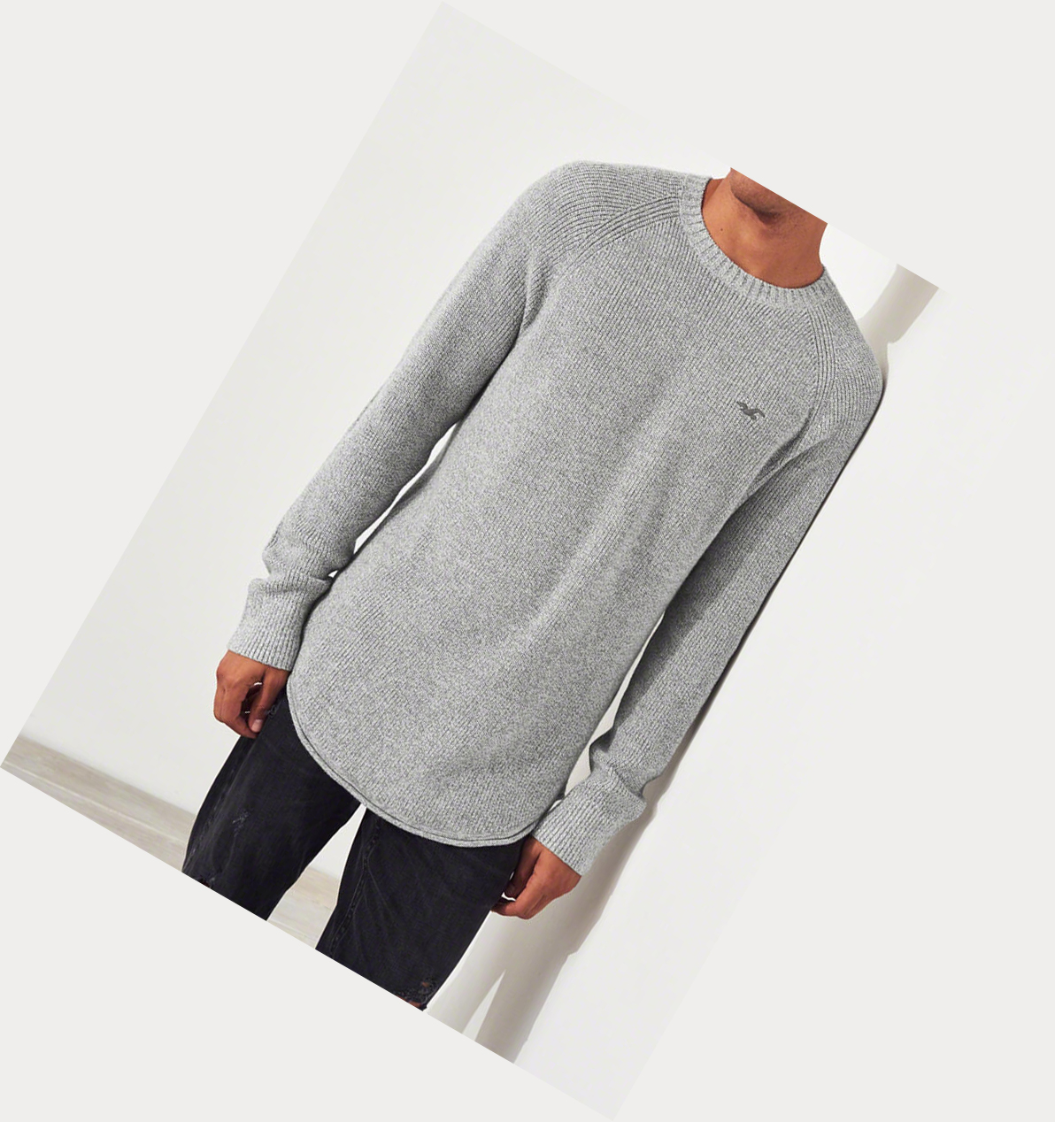 Light Grey Hollister Crewneck Men's Sweaters | ZA-JSBF394