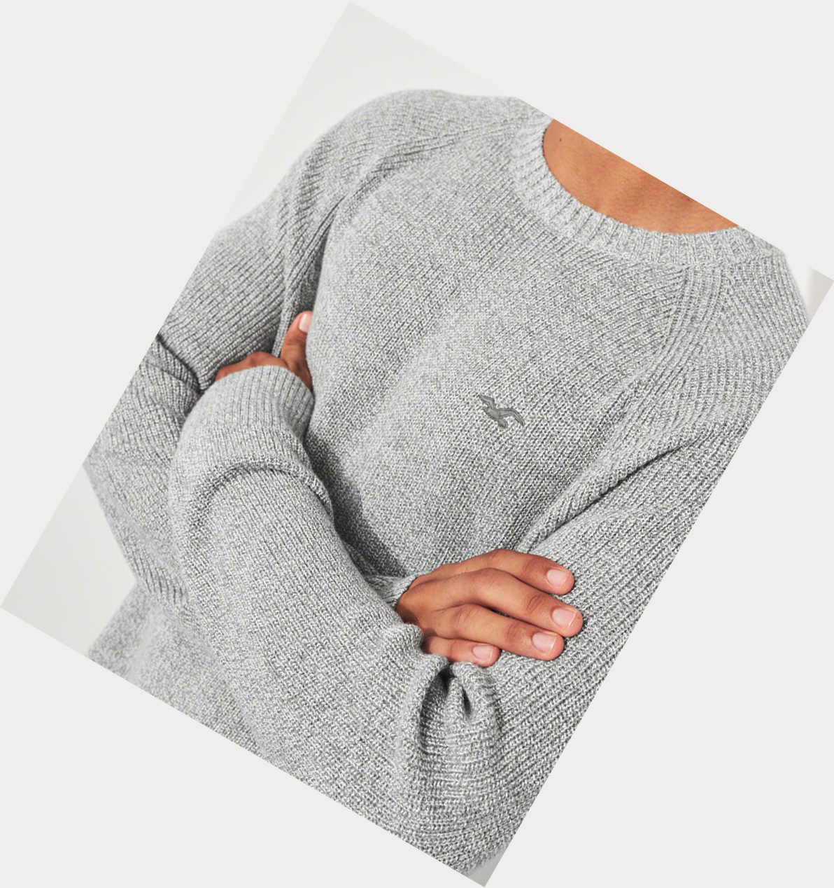 Light Grey Hollister Crewneck Men's Sweaters | ZA-JSBF394