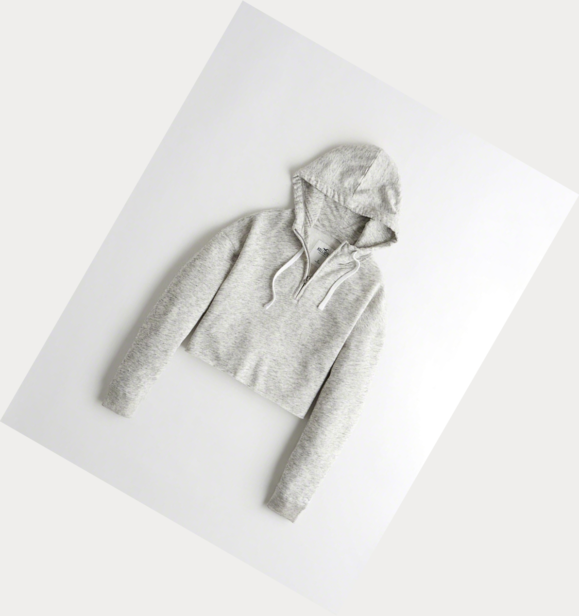 Light Grey Hollister Crop Women\'s Hoodie | ZA-LBQE904